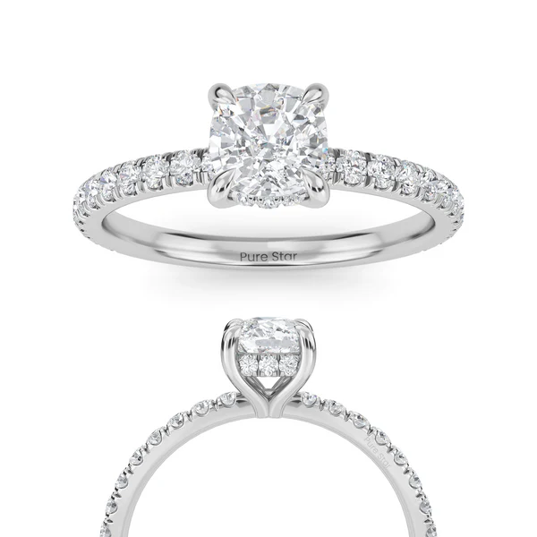 cushion cut halo engagement rings