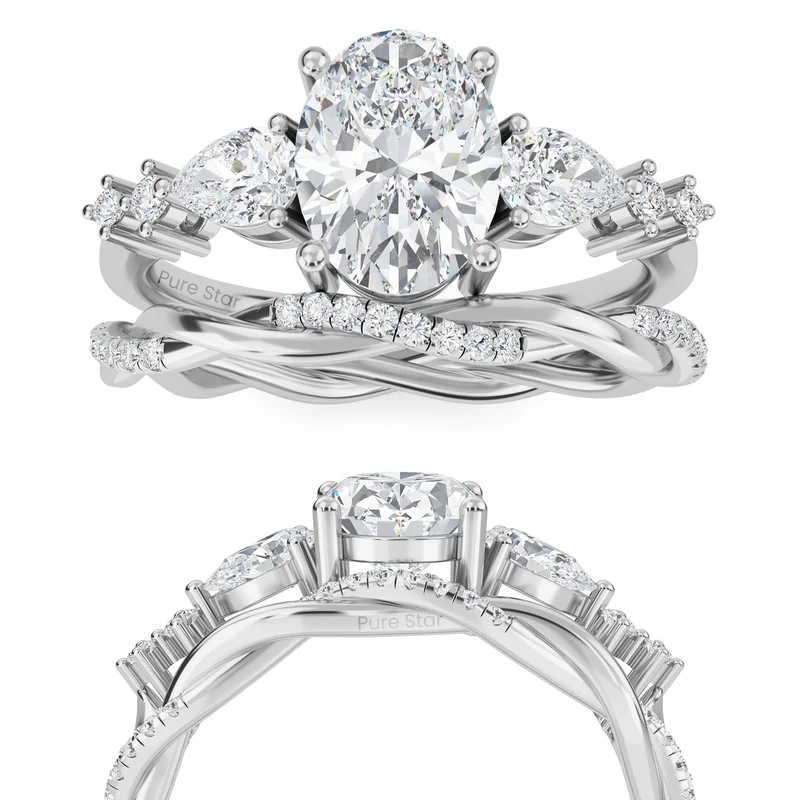 3 stone halo engagement ring