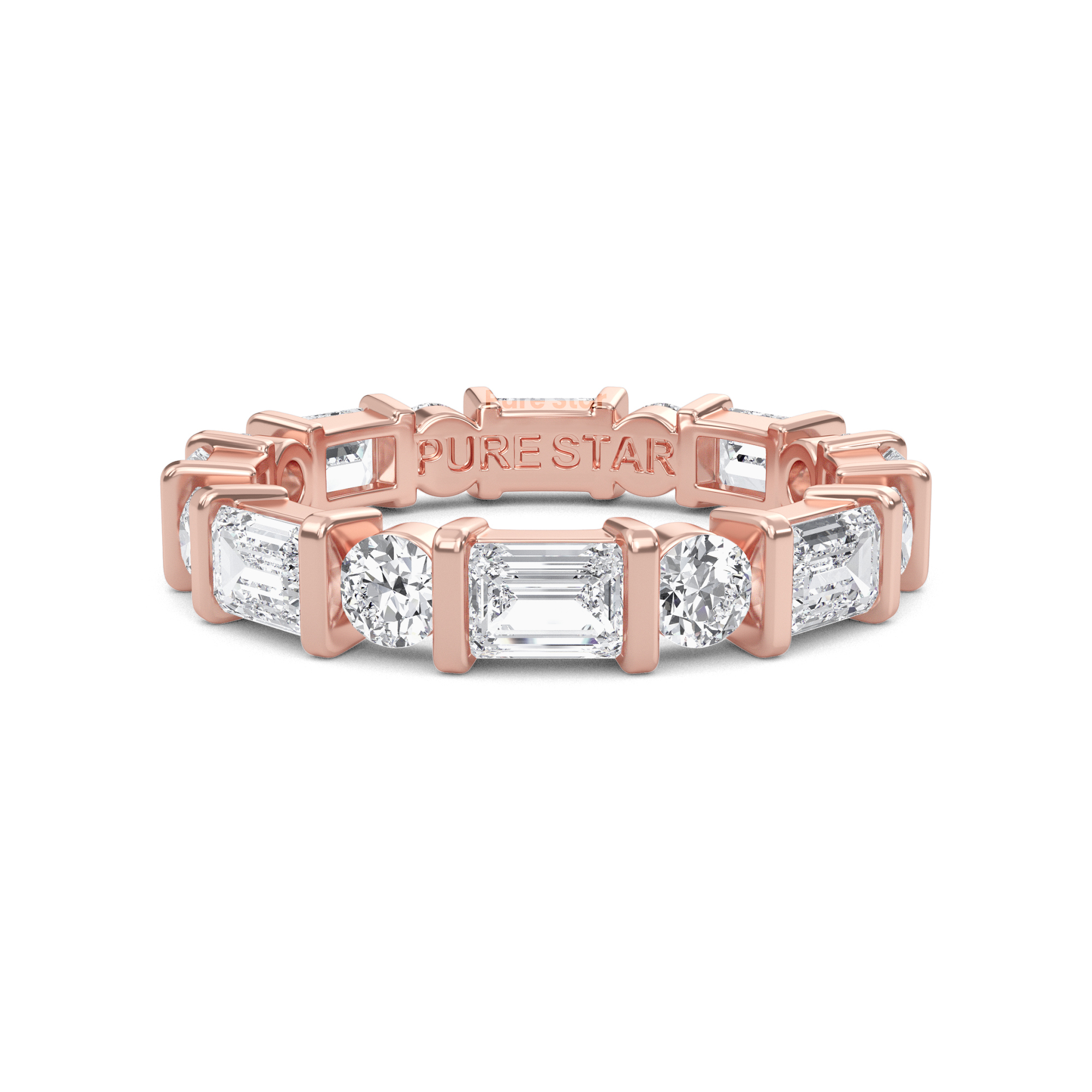 Stevie Emerald Lab Grown Eternity Band 4.2mm*3.0mm 18K Rose Gold-purestarjewelry