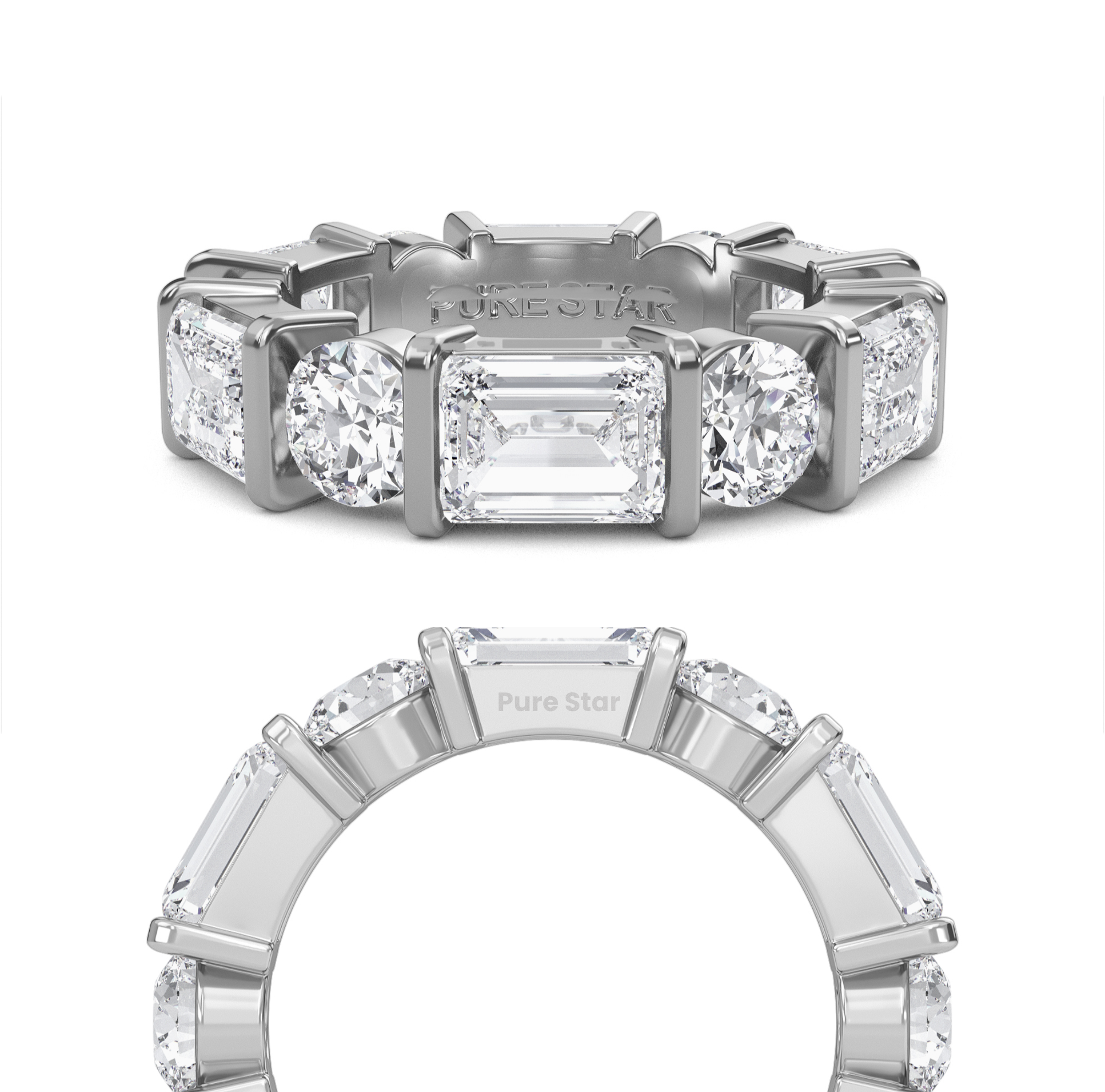 Stevie Emerald Lab Grown Eternity Band 6.5mm*4.7mm 10K White Gold-purestarjewelry