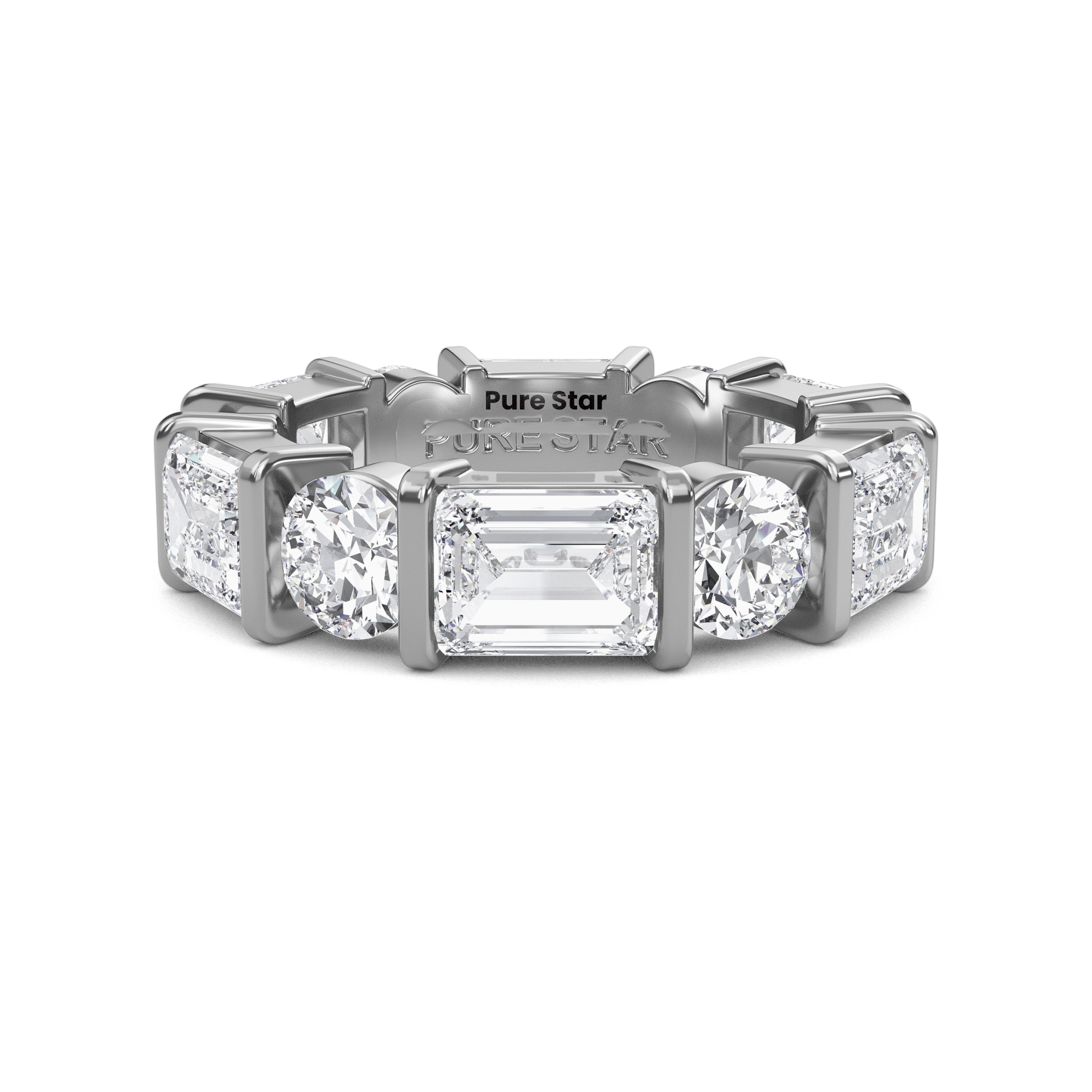 Stevie Emerald Lab Grown Eternity Band 6.5mm*4.7mm 14K White Gold-purestarjewelry