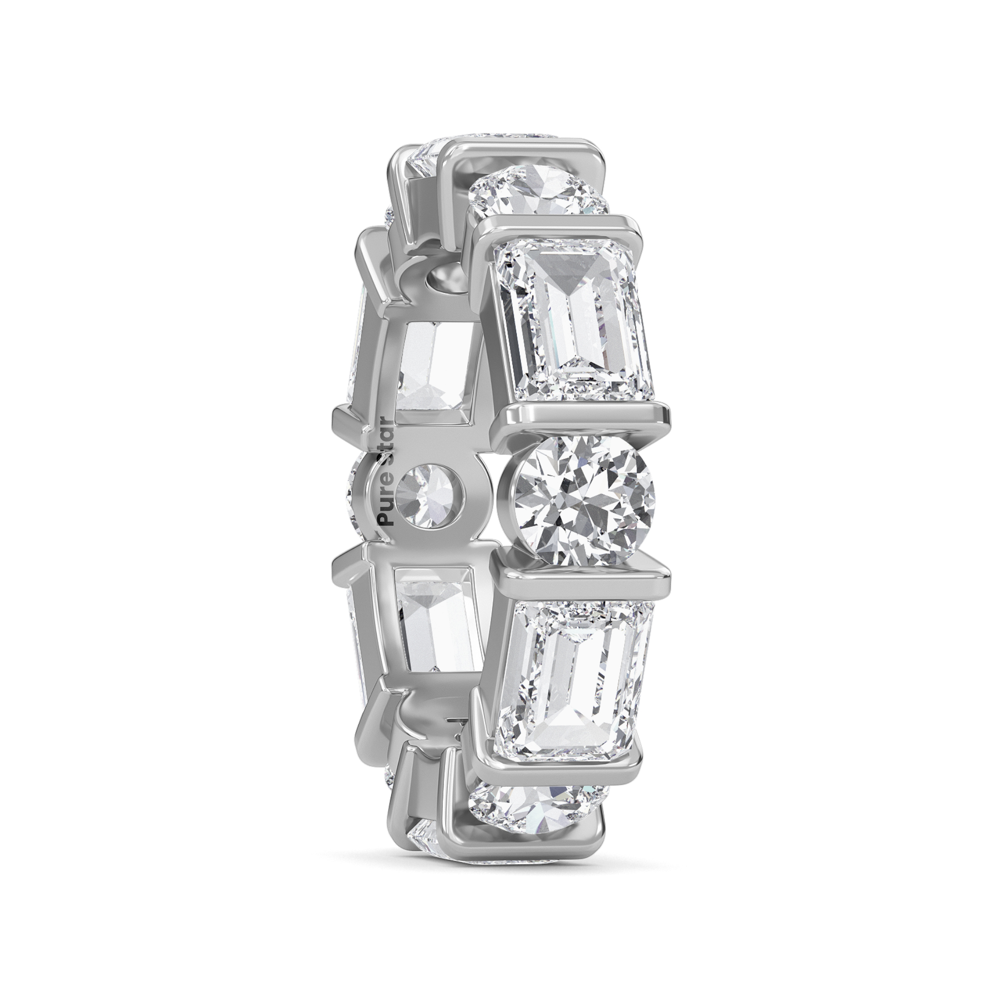 Stevie Emerald Lab Grown Eternity Band 6.5mm*4.7mm 14K White Gold-purestarjewelry