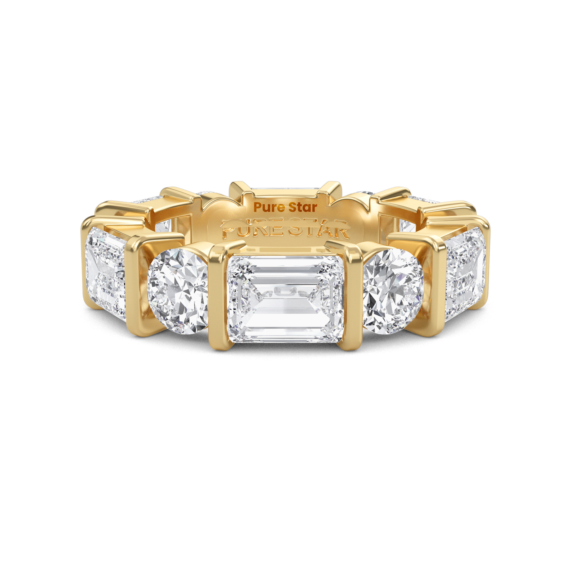 Stevie Emerald Lab Grown Eternity Band 6.5mm*4.7mm 14K Yellow Gold-purestarjewelry