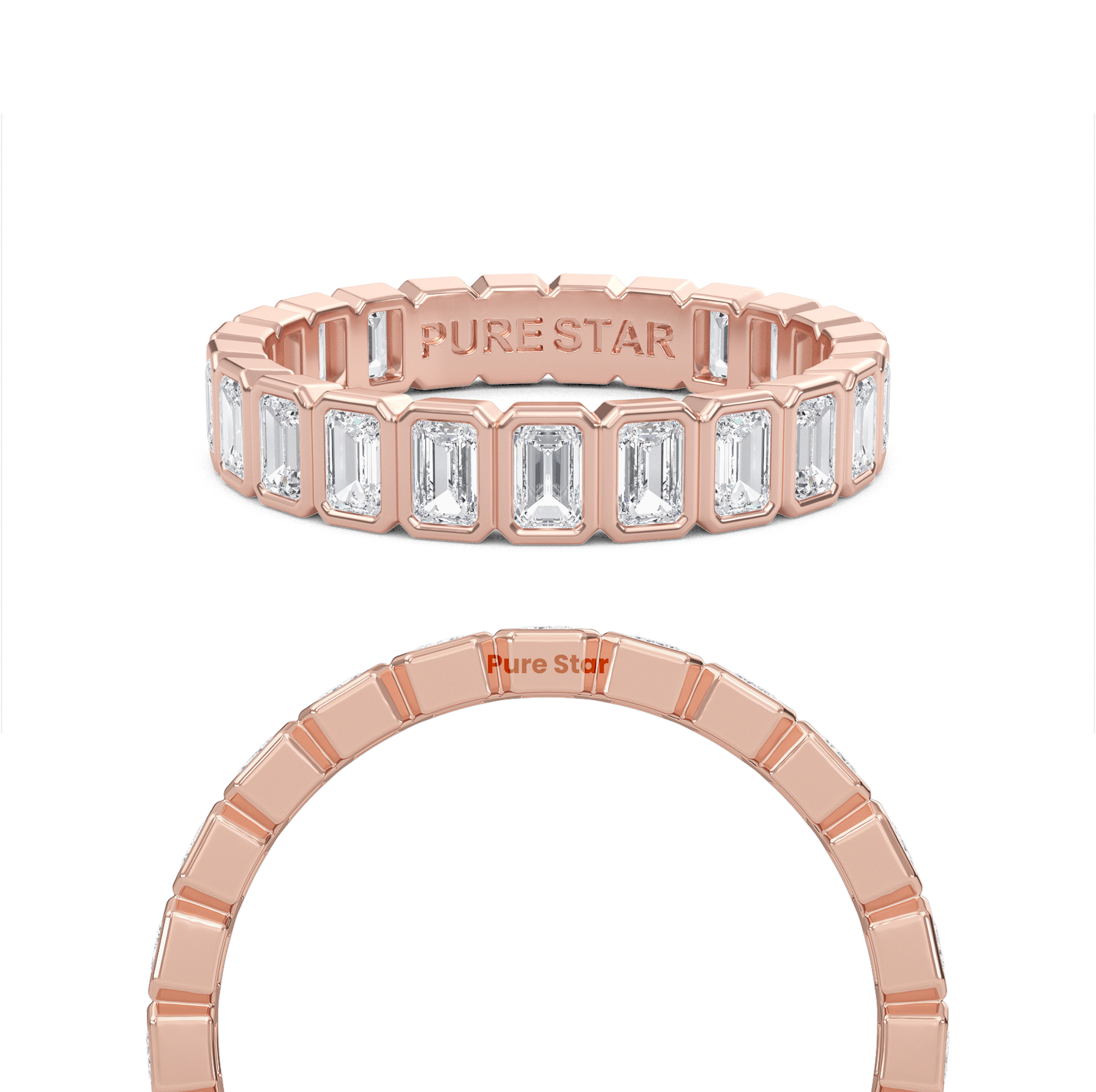 Maisie Emerald Lab Grown Eternity Band 3.1mm*2.0mm 14K Rose Gold-purestarjewelry
