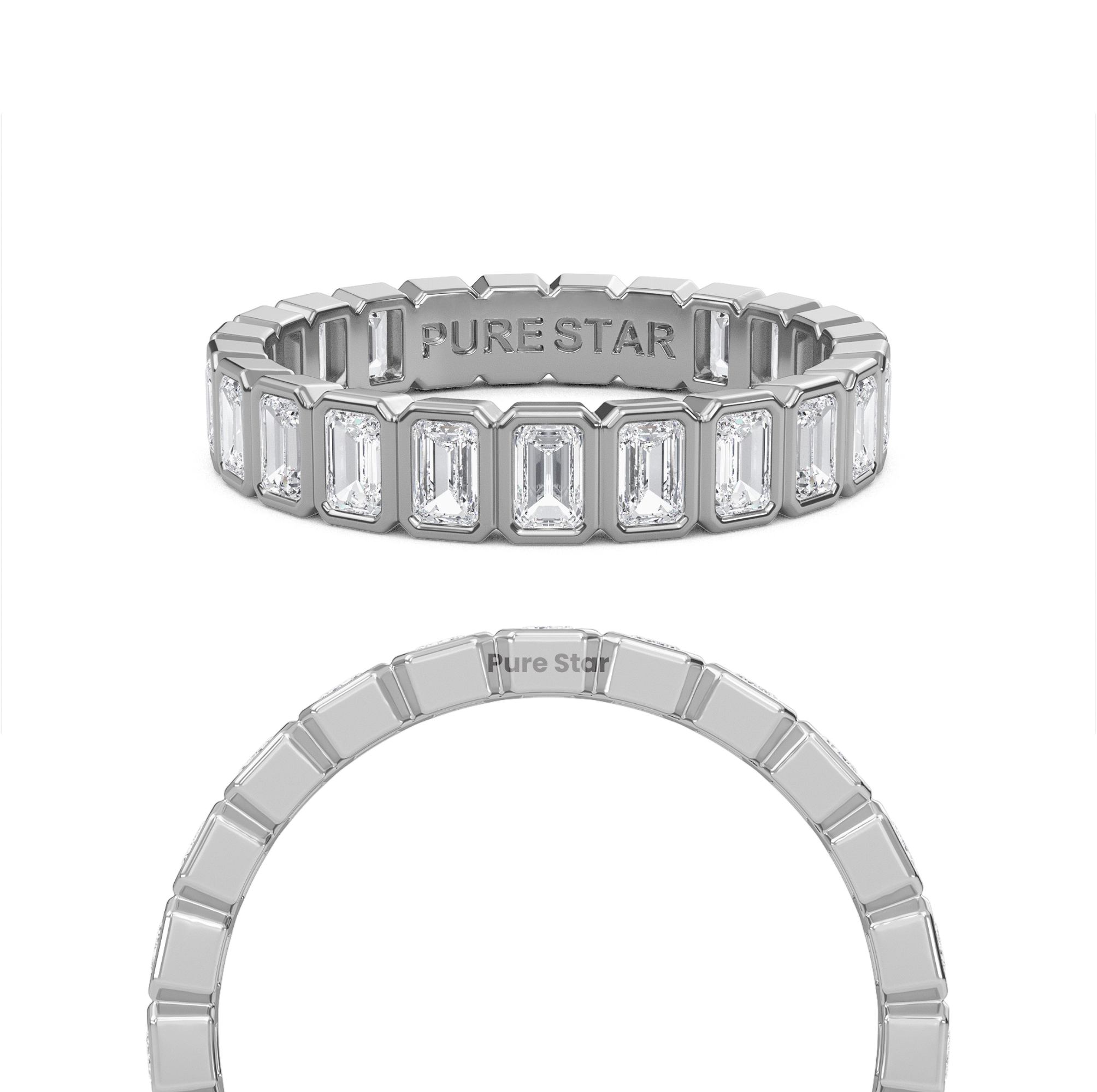 Maisie Emerald Lab Grown Eternity Band 3.1mm*2.0mm 18K White Gold-purestarjewelry