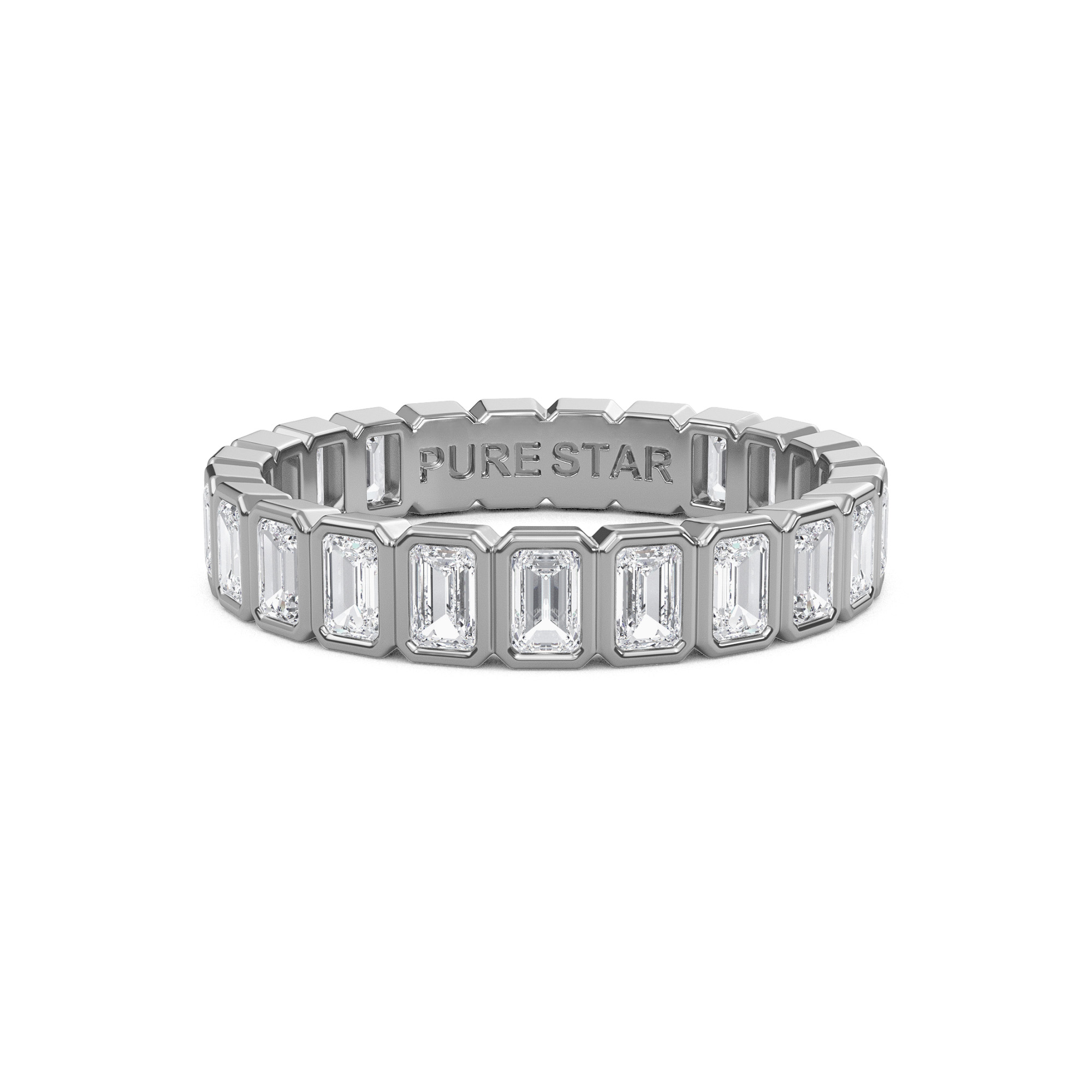 Maisie Emerald Lab Grown Eternity Band 3.1mm*2.0mm 14K White Gold-purestarjewelry