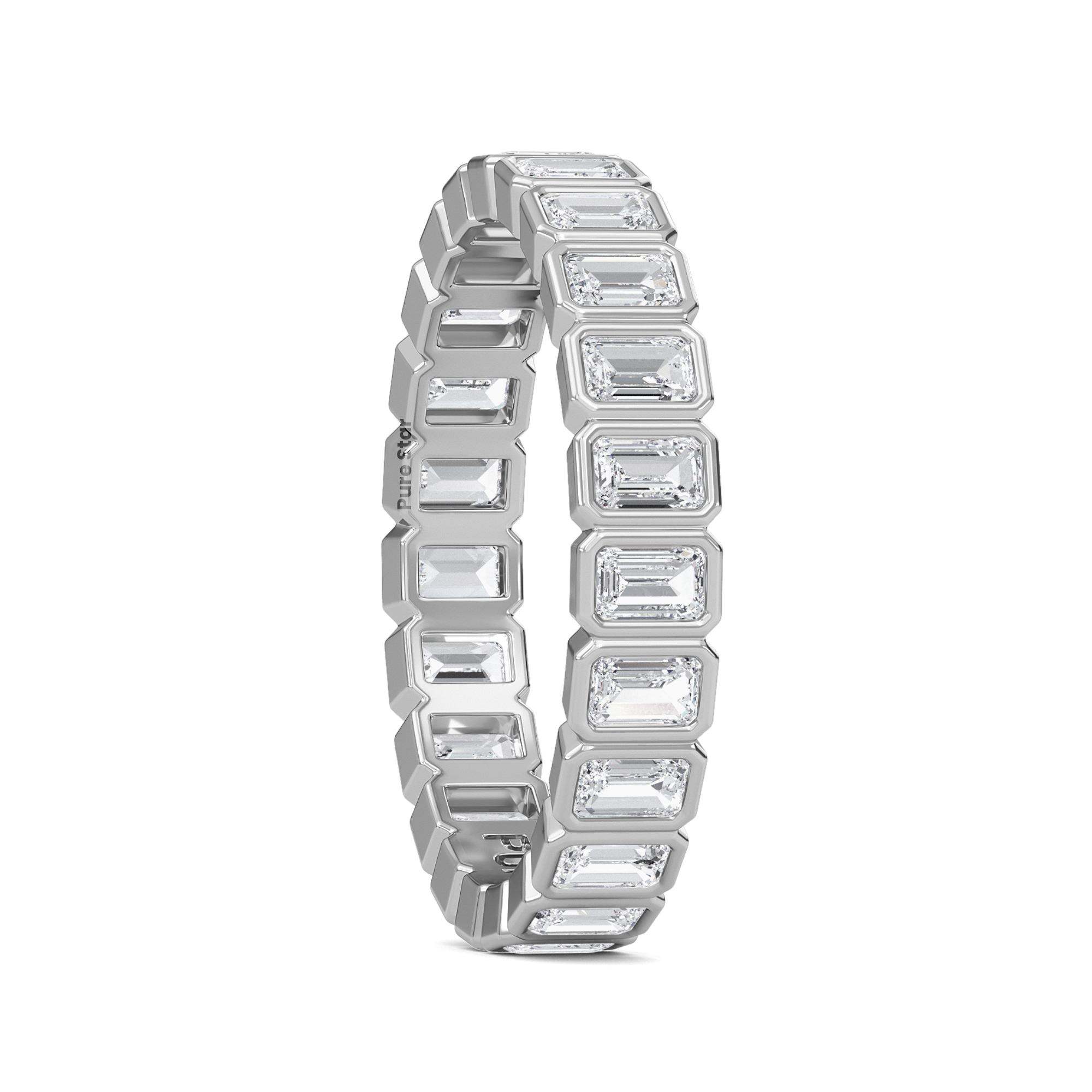 Maisie Emerald Lab Grown Eternity Band 3.1mm*2.0mm 18K White Gold-purestarjewelry