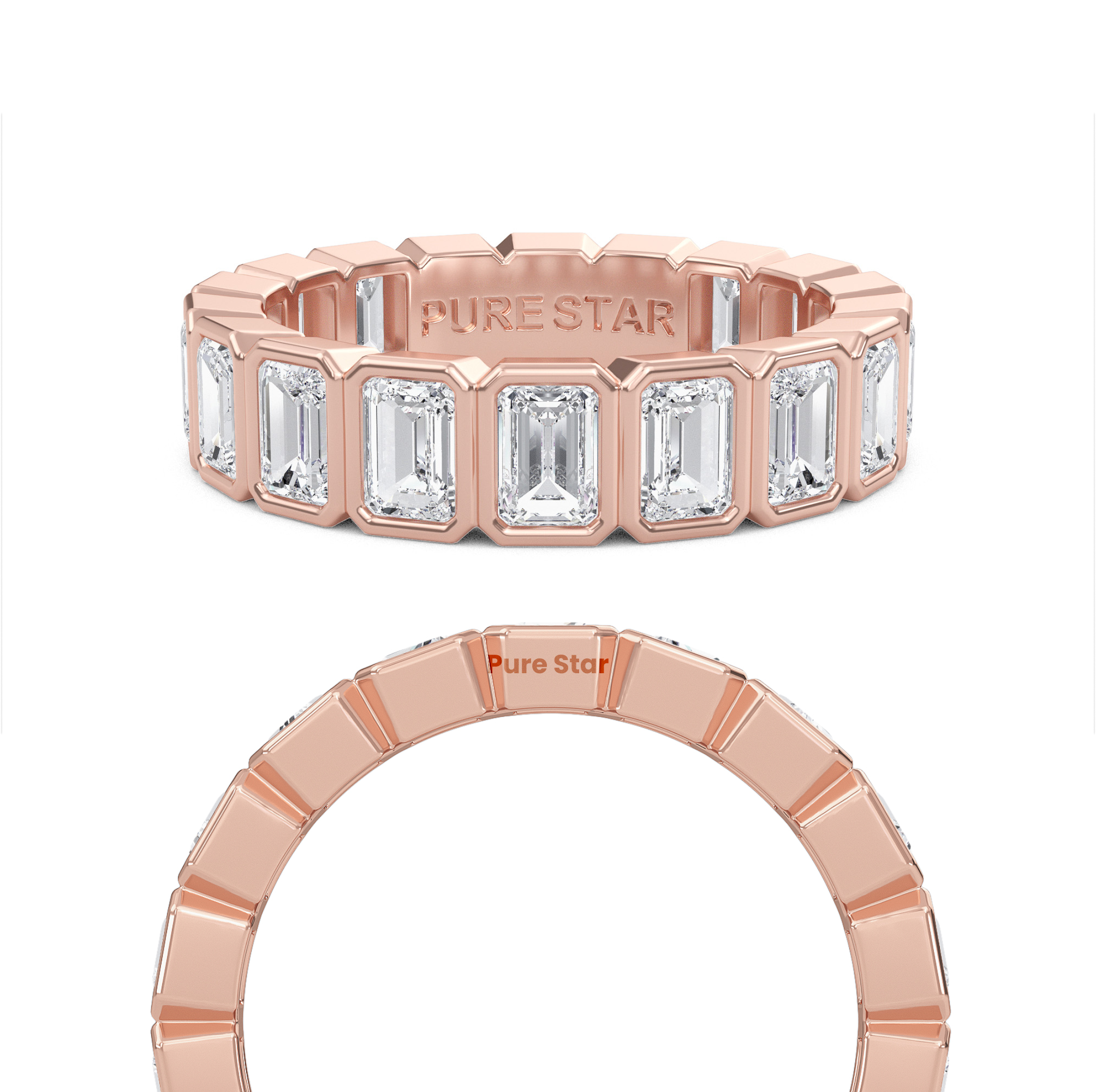 Maisie Emerald Lab Grown Eternity Band 4.0mm*2.85mm 18K Rose Gold-purestarjewelry