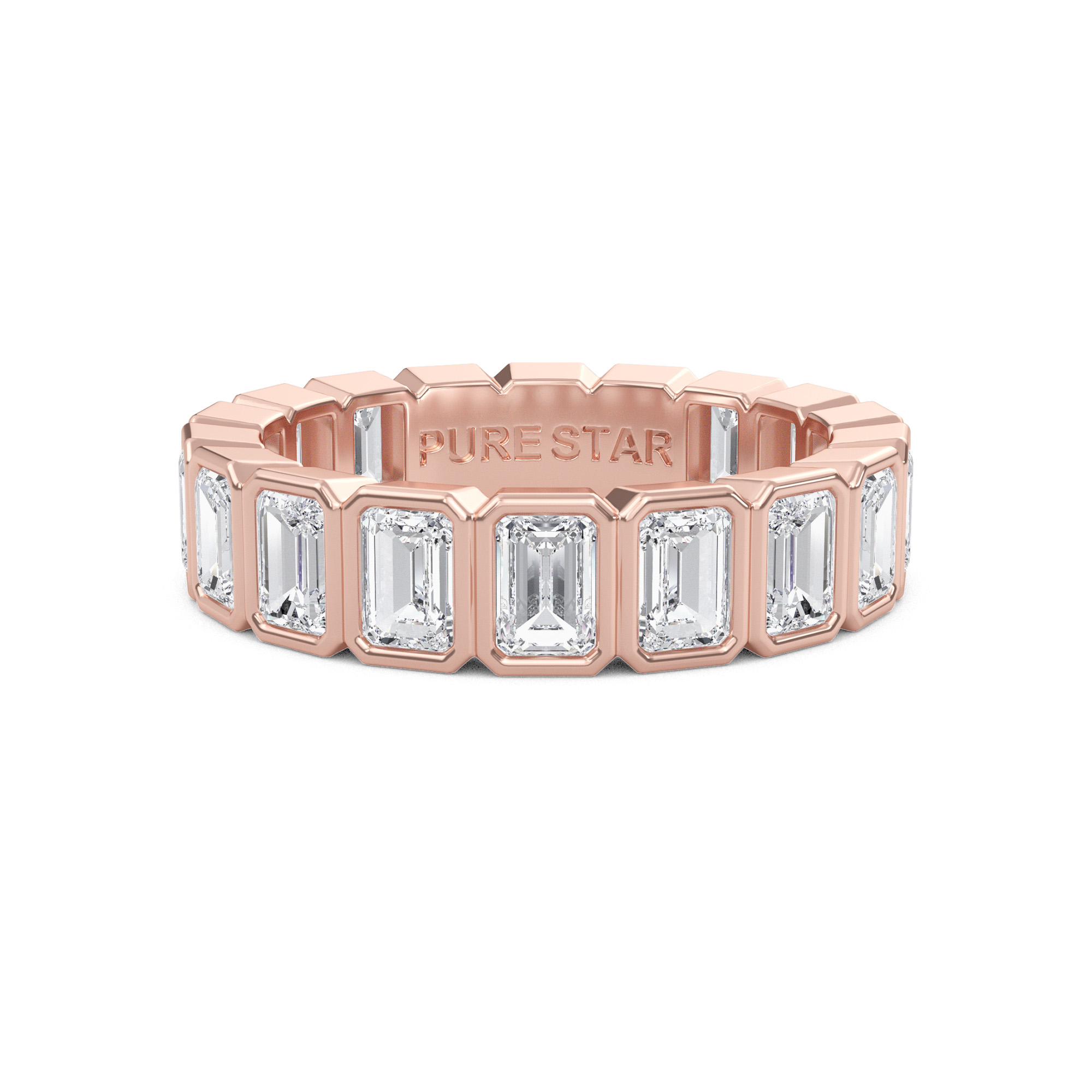 Maisie Emerald Lab Grown Eternity Band 4.0mm*2.85mm 18K Rose Gold-purestarjewelry