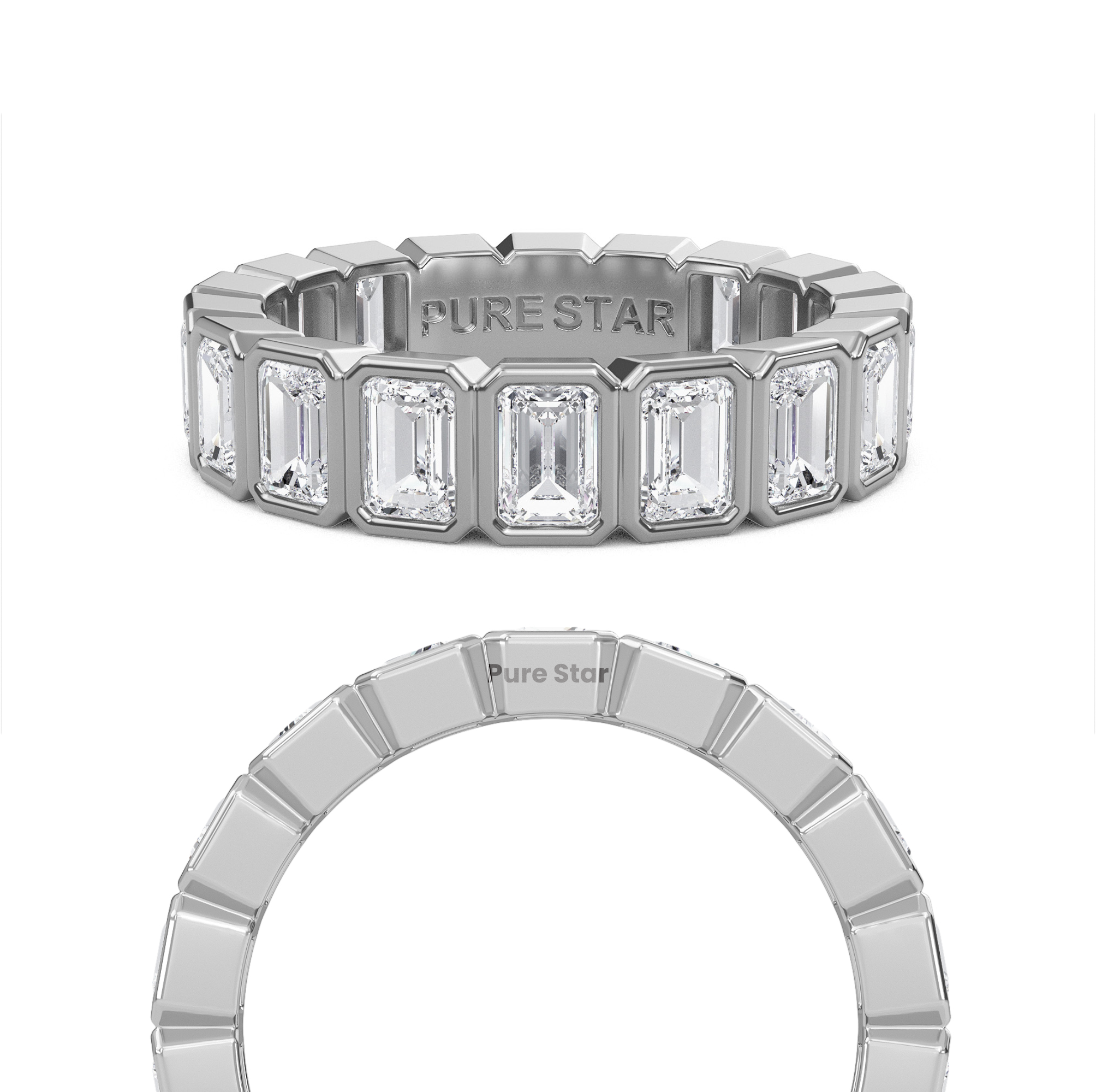 Maisie Emerald Lab Grown Eternity Band 4.0mm*2.85mm 14K White Gold-purestarjewelry