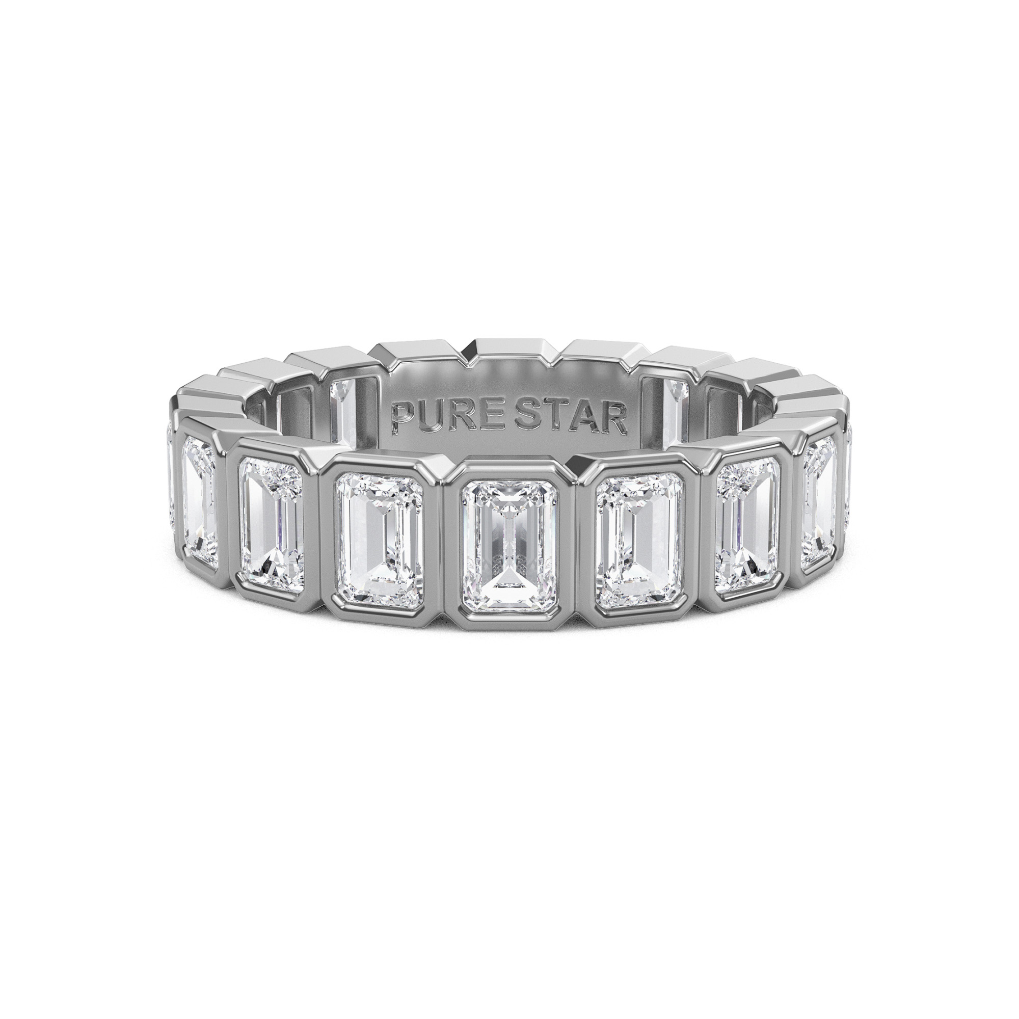Maisie Emerald Lab Grown Eternity Band 4.0mm*2.85mm 14K White Gold-purestarjewelry
