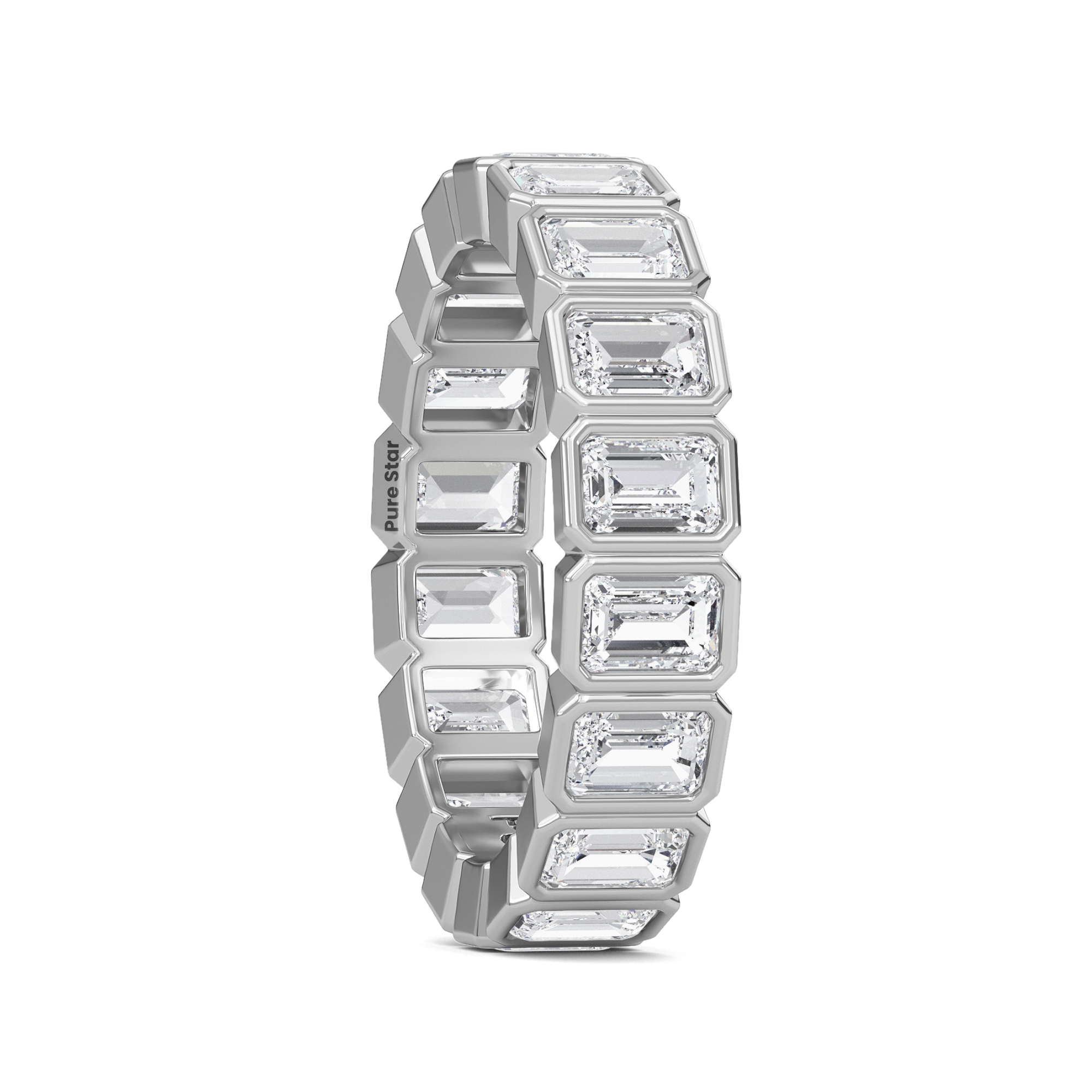 Maisie Emerald Lab Grown Eternity Band 4.0mm*2.85mm 14K White Gold-purestarjewelry