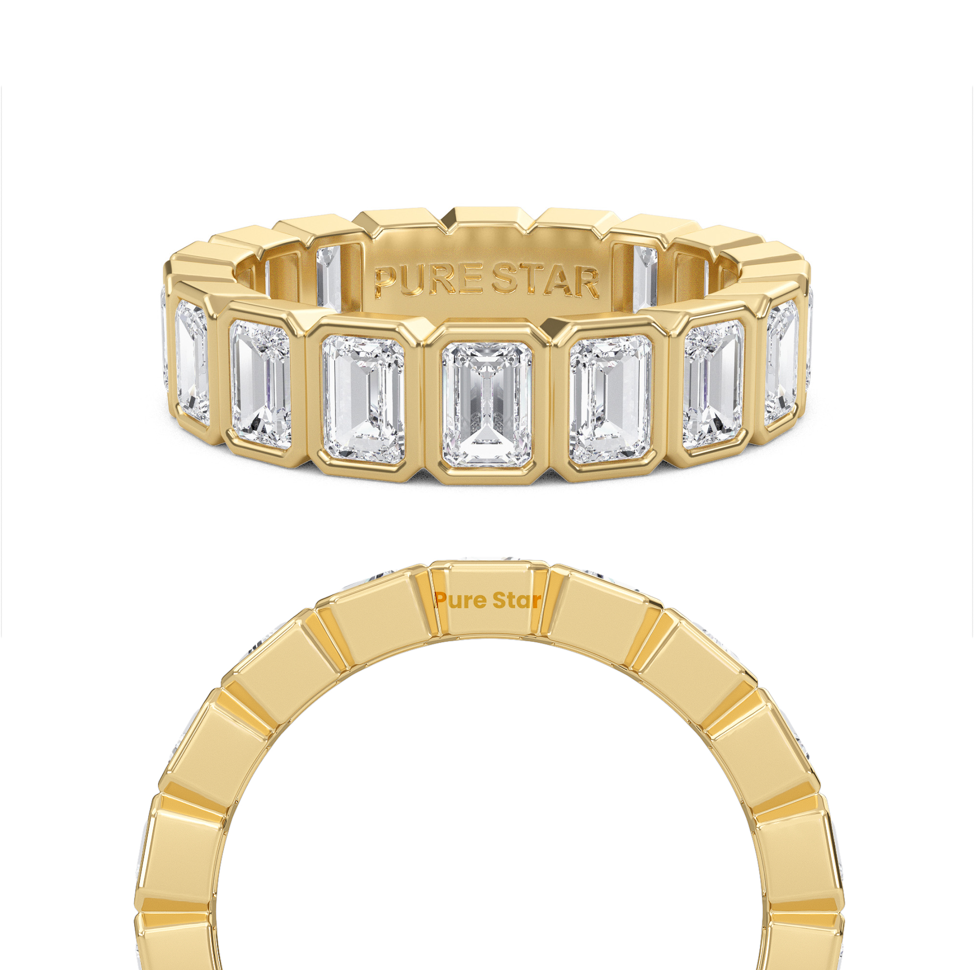 Maisie Emerald Lab Grown Eternity Band 4.0mm*2.85mm 10K Yellow Gold-purestarjewelry