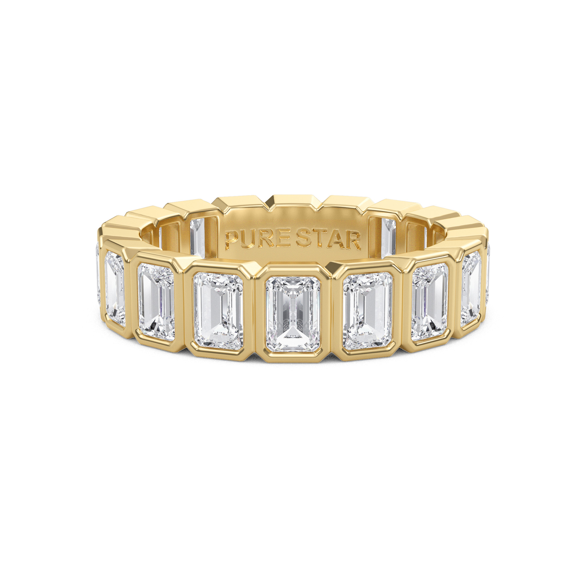Maisie Emerald Lab Grown Eternity Band 4.0mm*2.85mm 10K Yellow Gold-purestarjewelry
