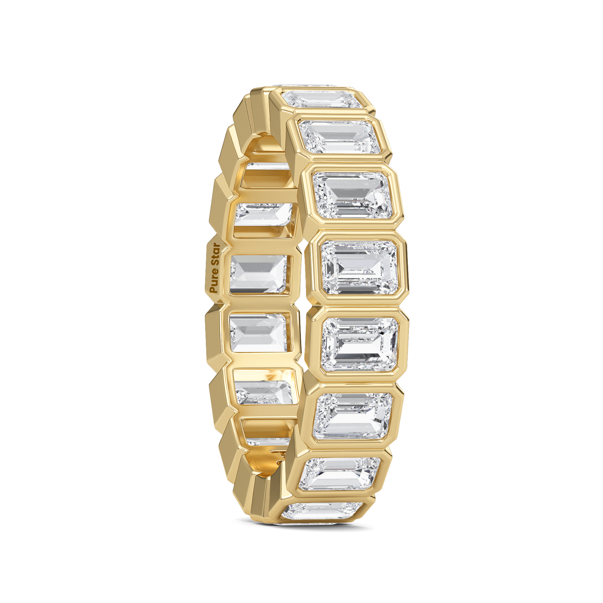 Maisie Emerald Lab Grown Eternity Band 4.0mm*2.85mm 10K Yellow Gold-purestarjewelry