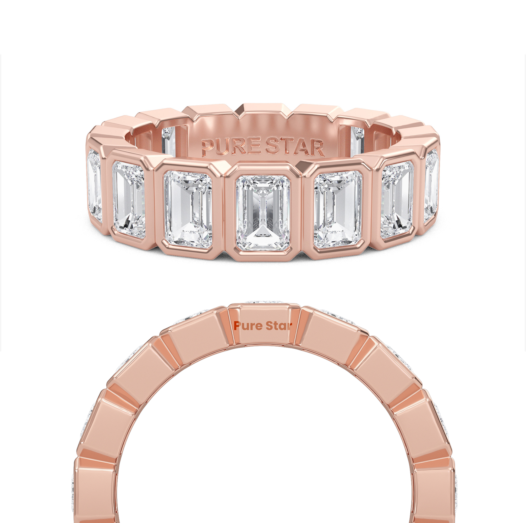 Maisie Emerald Lab Grown Eternity Band 4.5mm*3.2mm 18K Rose Gold-purestarjewelry