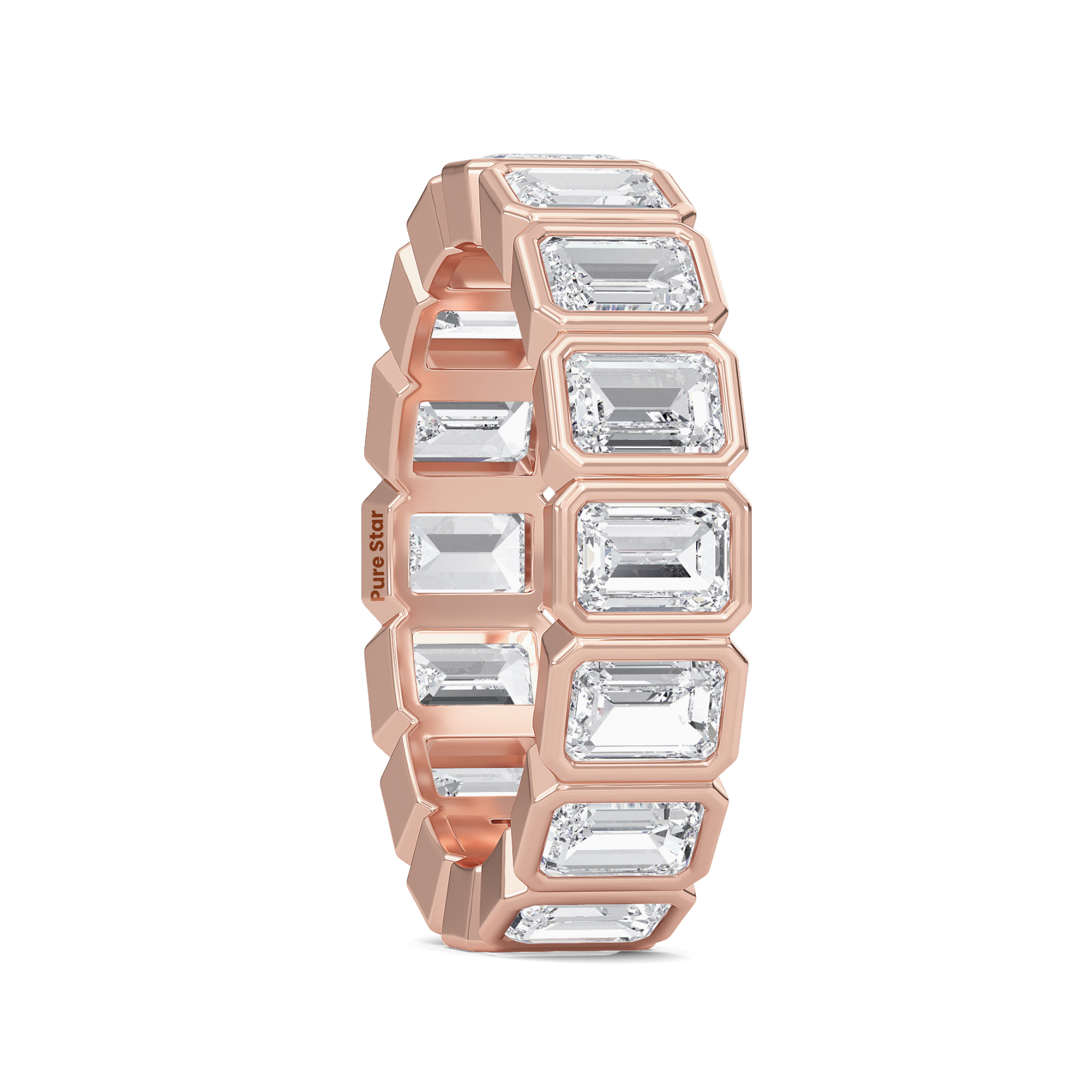 Maisie Emerald Lab Grown Eternity Band 4.5mm*3.2mm 18K Rose Gold-purestarjewelry