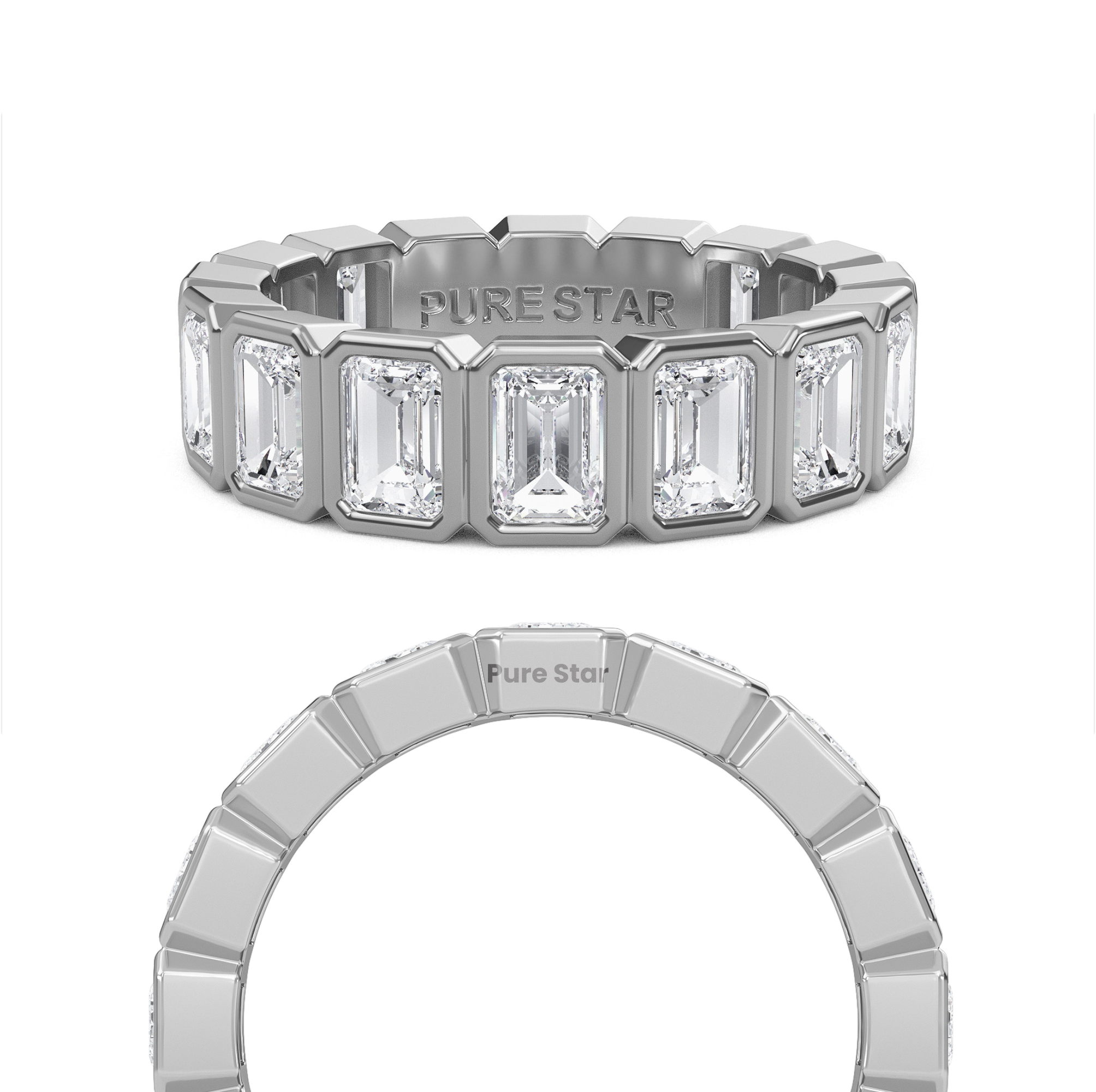 Maisie Emerald Lab Grown Eternity Band 4.5mm*3.2mm 18K White Gold-purestarjewelry