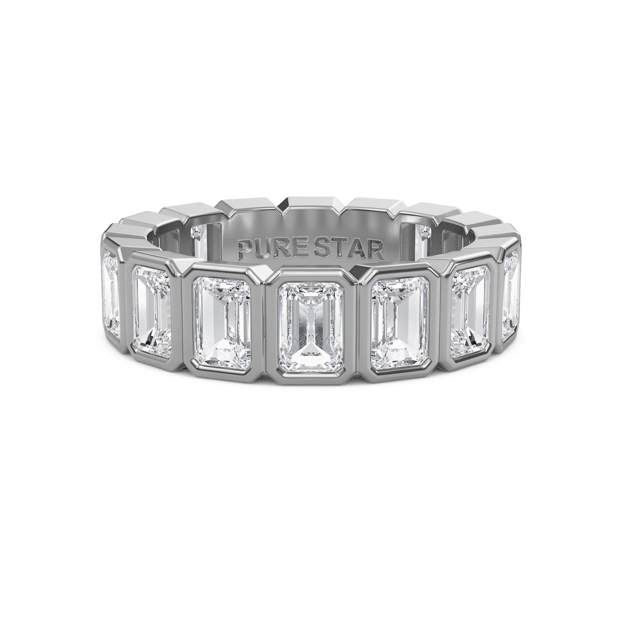 Maisie Emerald Lab Grown Eternity Band 4.5mm*3.2mm 18K White Gold-purestarjewelry