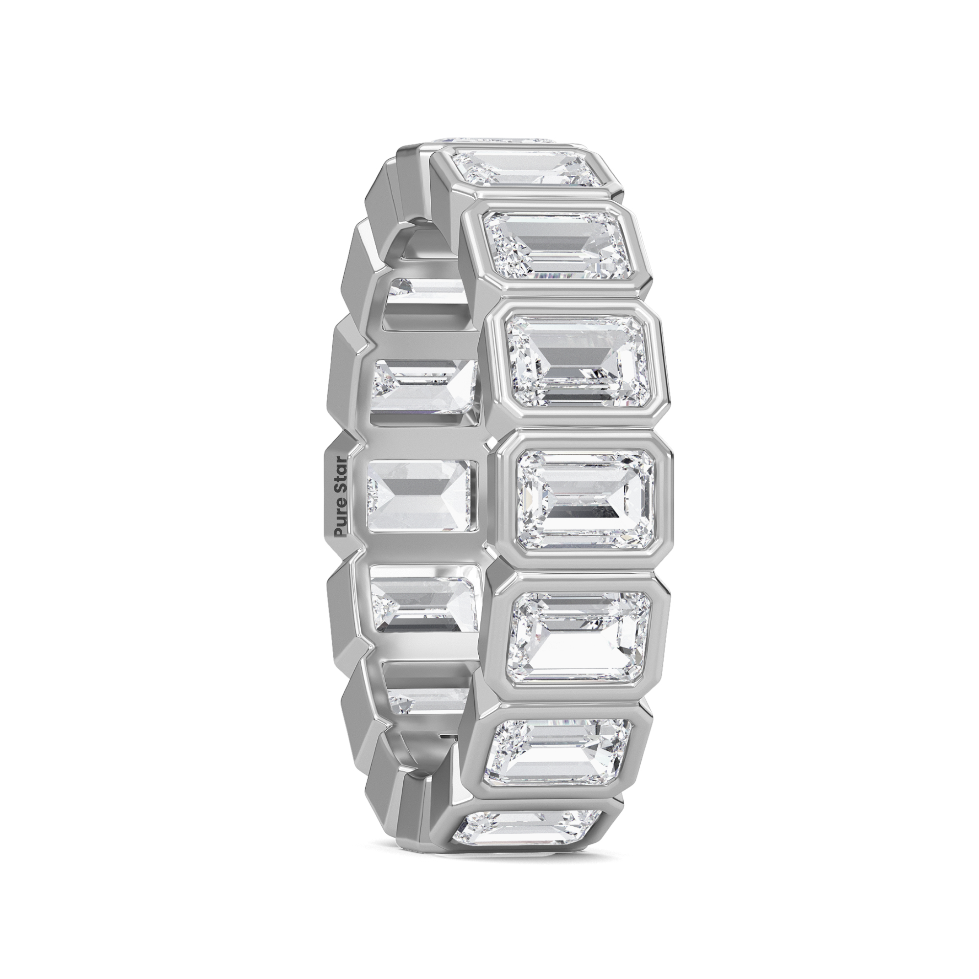 Maisie Emerald Lab Grown Eternity Band 4.5mm*3.2mm 14K White Gold-purestarjewelry