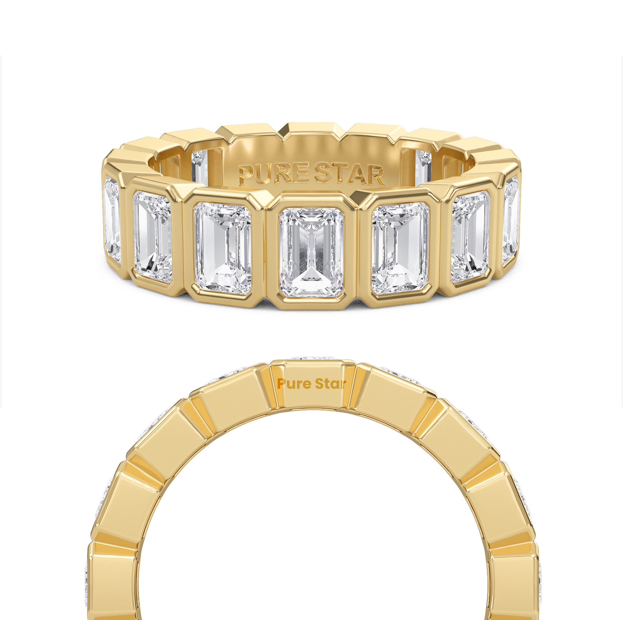 Maisie Emerald Lab Grown Eternity Band 4.5mm*3.2mm 14K Yellow Gold-purestarjewelry