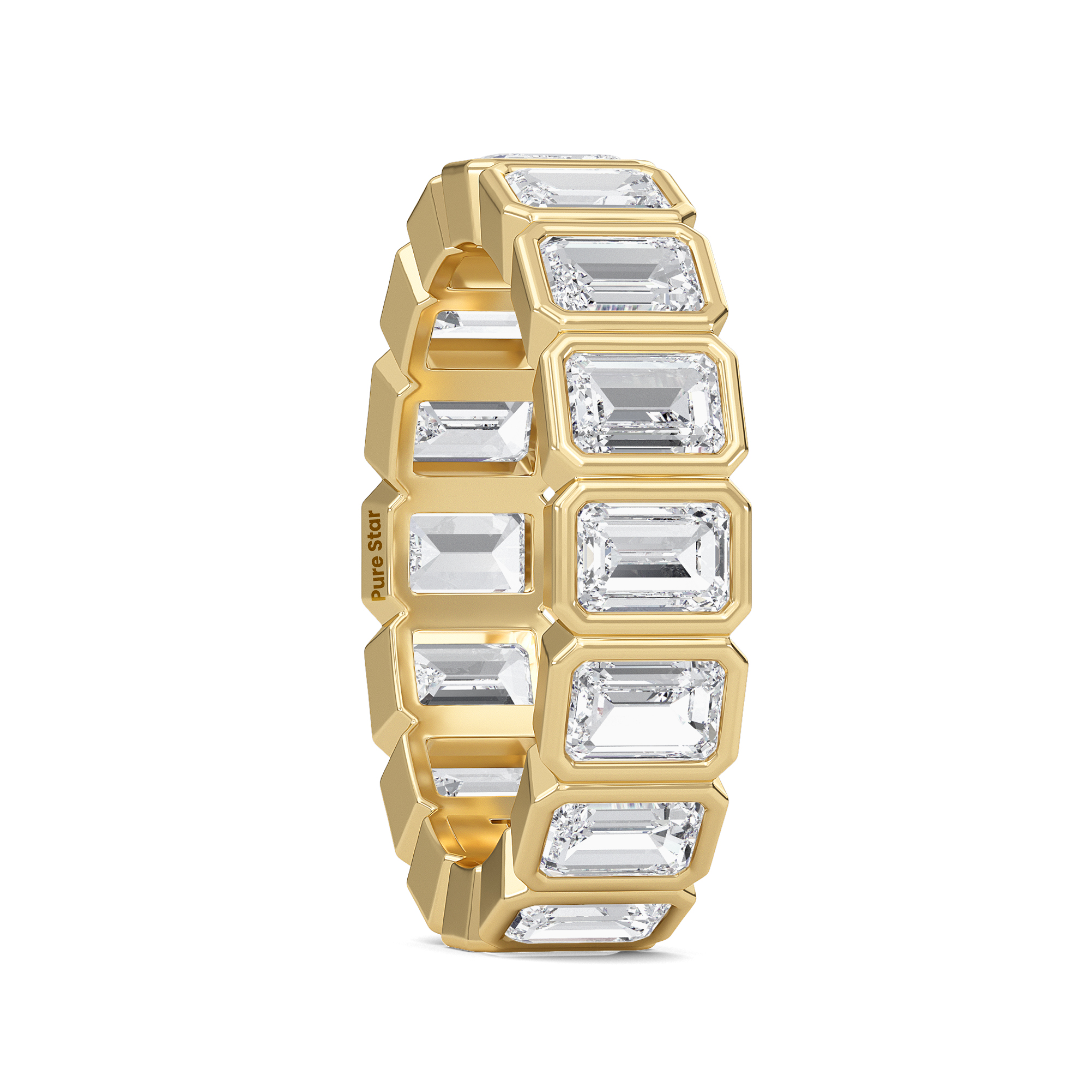 Maisie Emerald Lab Grown Eternity Band 4.5mm*3.2mm 14K Yellow Gold-purestarjewelry