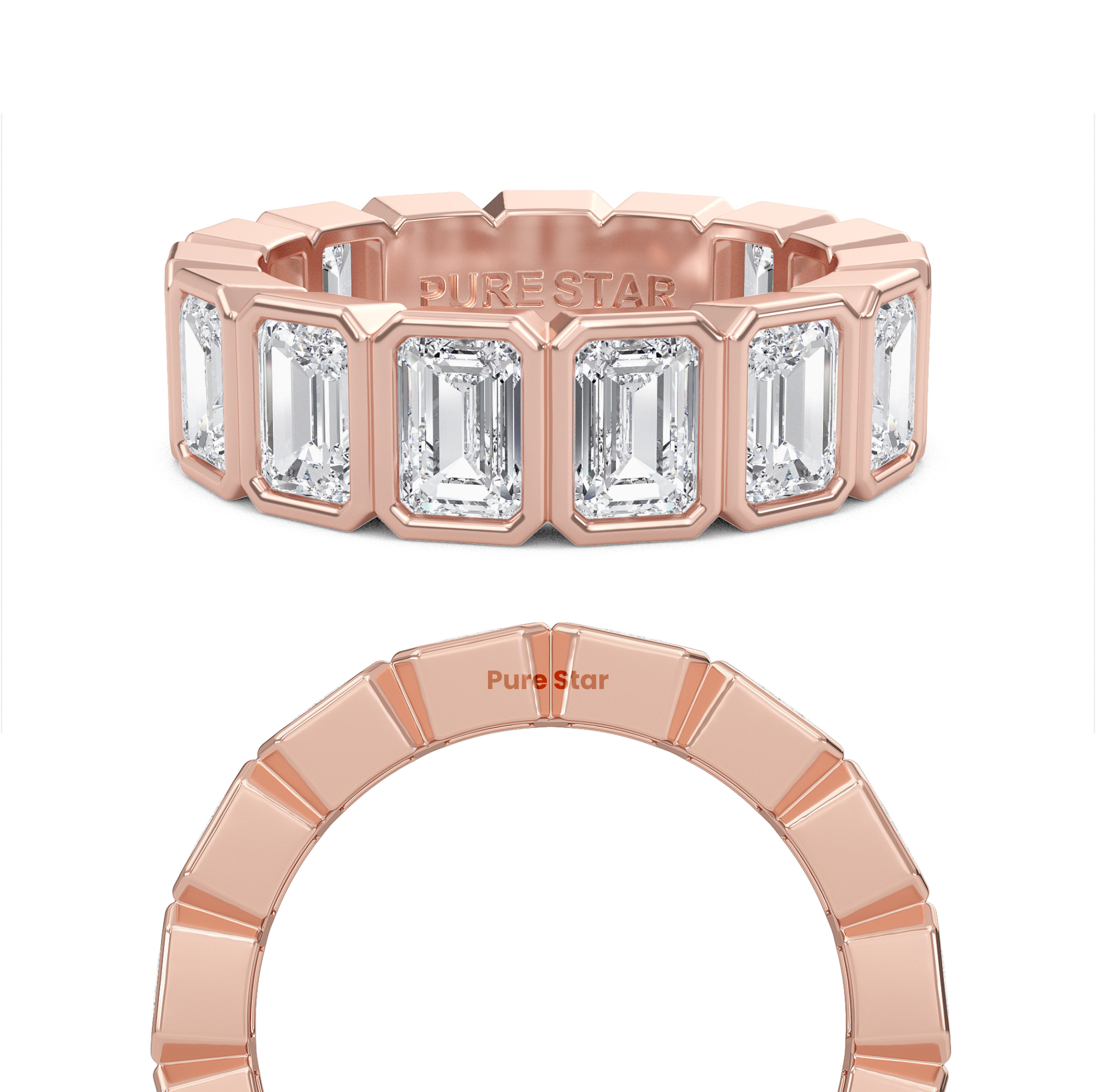 Maisie Emerald Lab Grown Eternity Band 5.0mm*3.55mm 18K Rose Gold-purestarjewelry