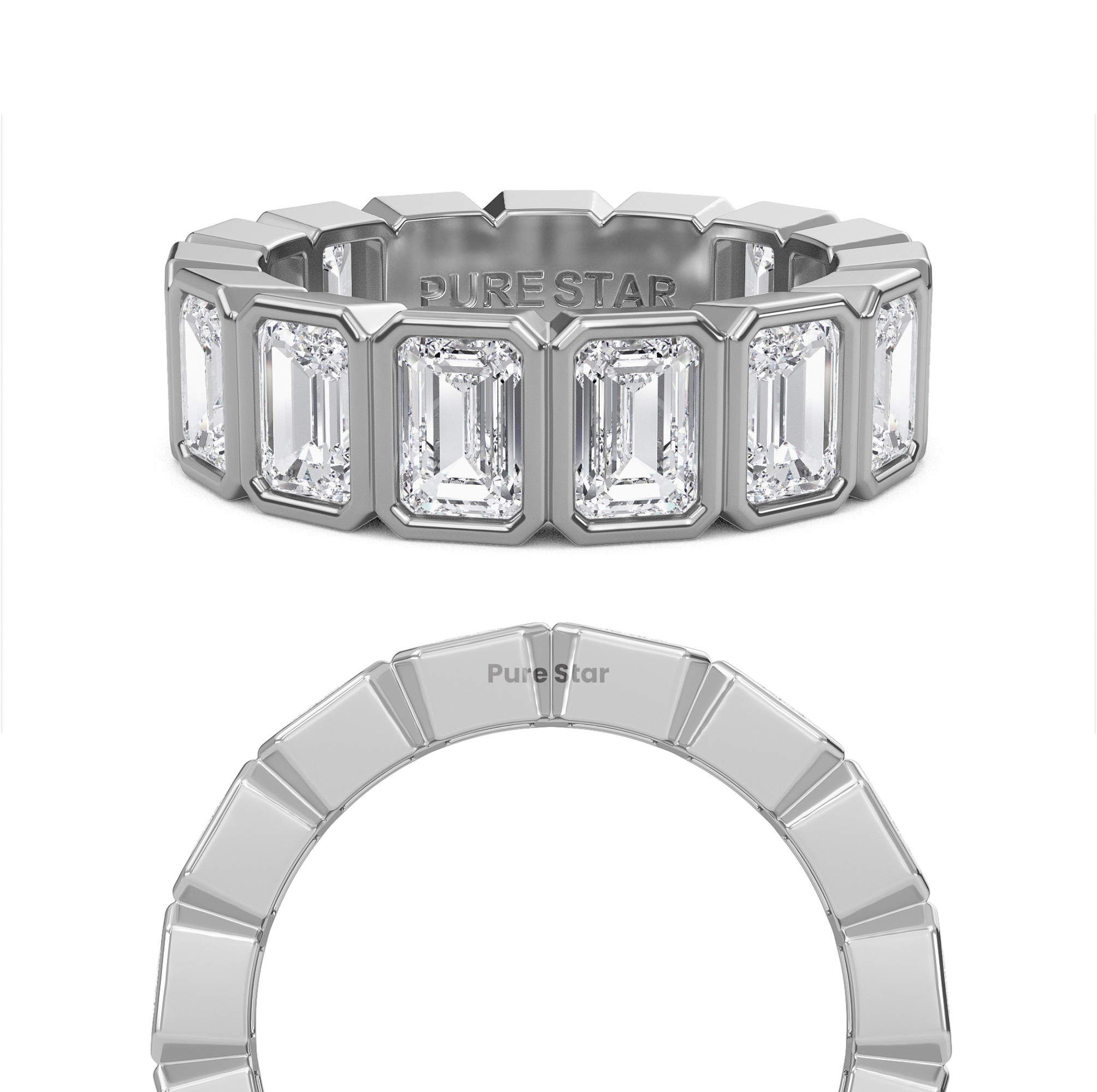 Maisie Emerald Lab Grown Eternity Band 5.0mm*3.55mm 18K White Gold-purestarjewelry