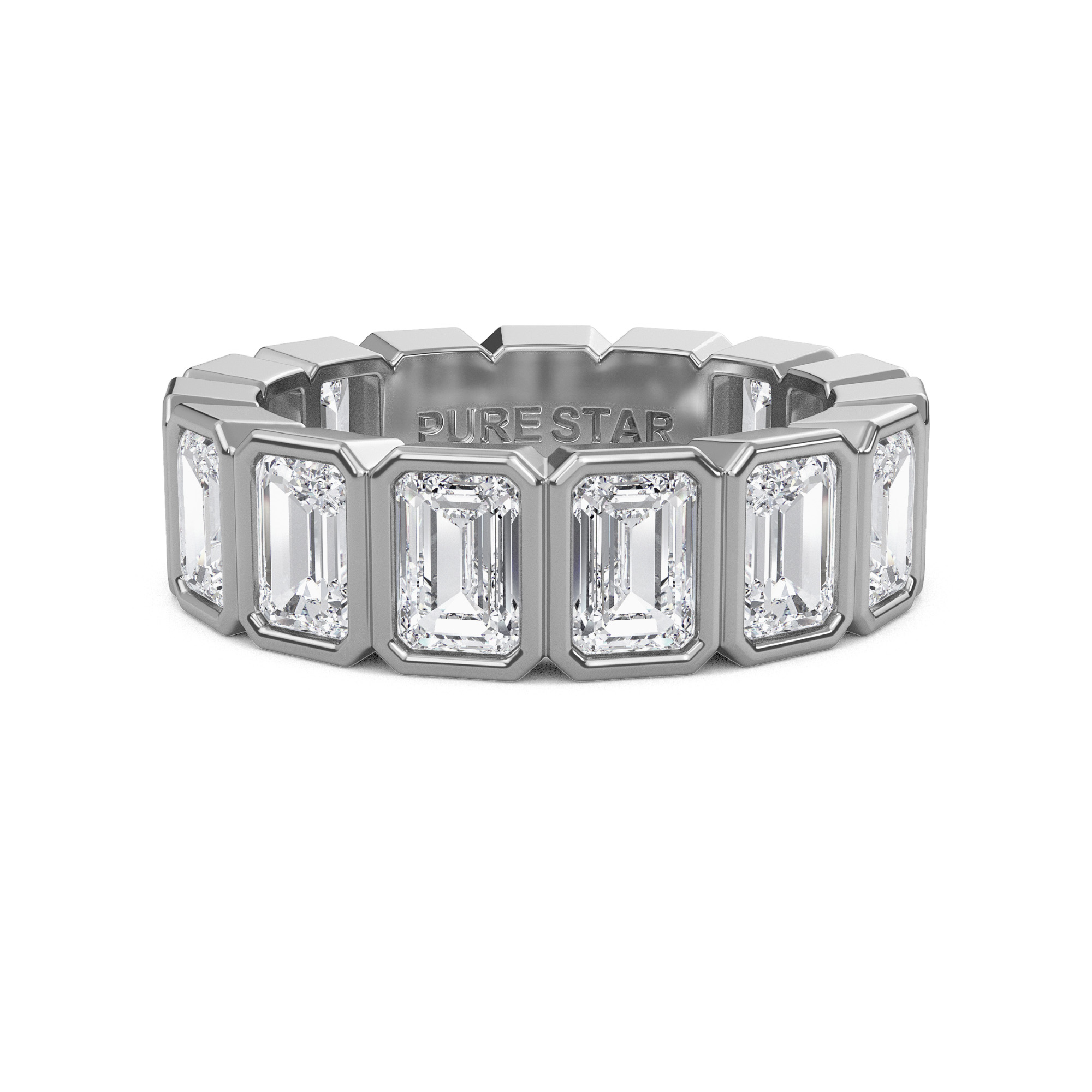 Maisie Emerald Lab Grown Eternity Band 5.0mm*3.55mm 18K White Gold-purestarjewelry