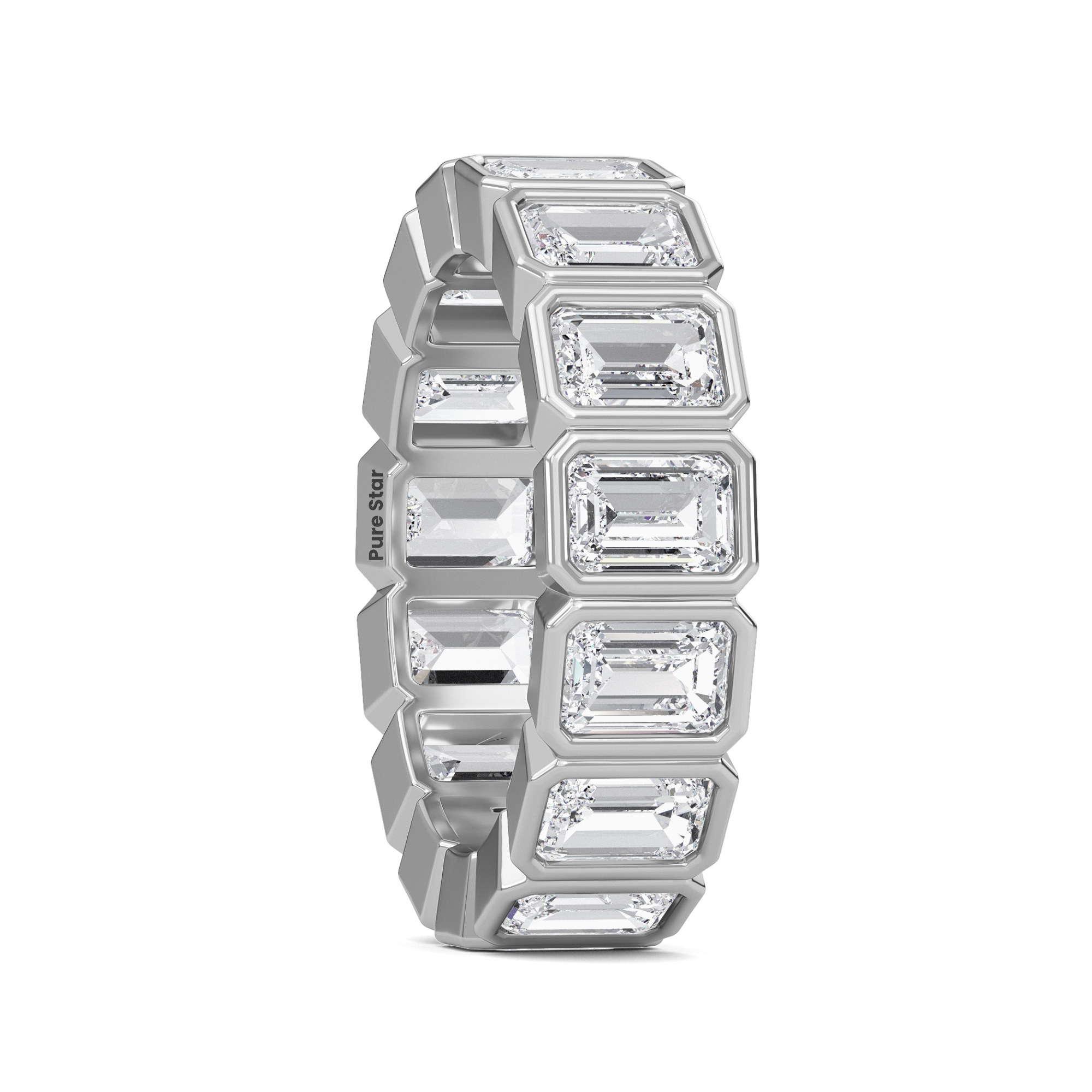 Maisie Emerald Lab Grown Eternity Band 5.0mm*3.55mm 18K White Gold-purestarjewelry