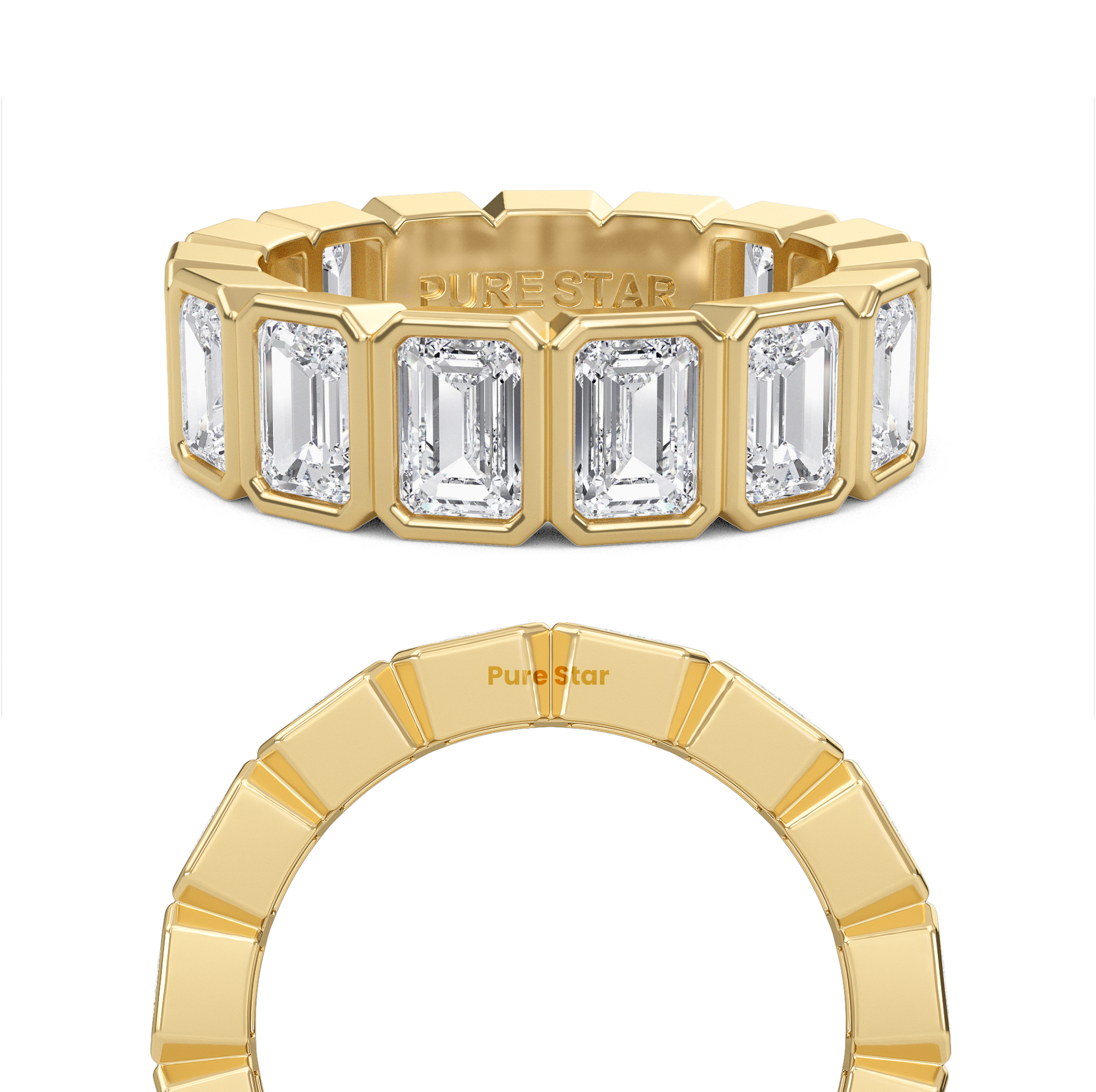 Maisie Emerald Lab Grown Eternity Band 5.0mm*3.55mm 18K Yellow Gold-purestarjewelry