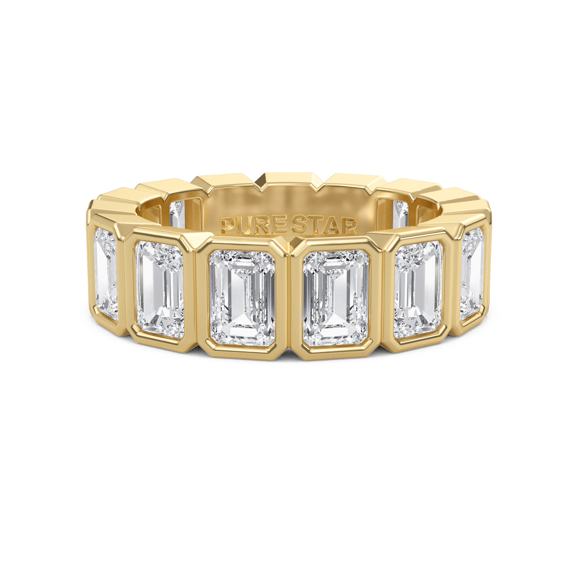 Maisie Emerald Lab Grown Eternity Band 5.0mm*3.55mm 10K Yellow Gold-purestarjewelry