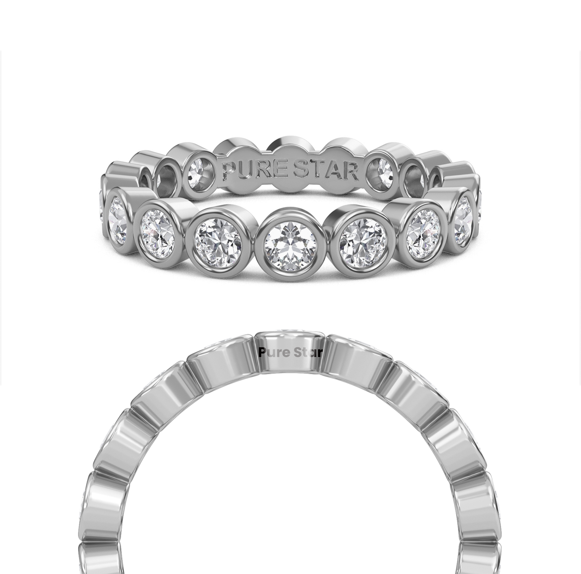 Azari Round Lab Grown Eternity Band 2.70mm 14K White Gold-purestarjewelry