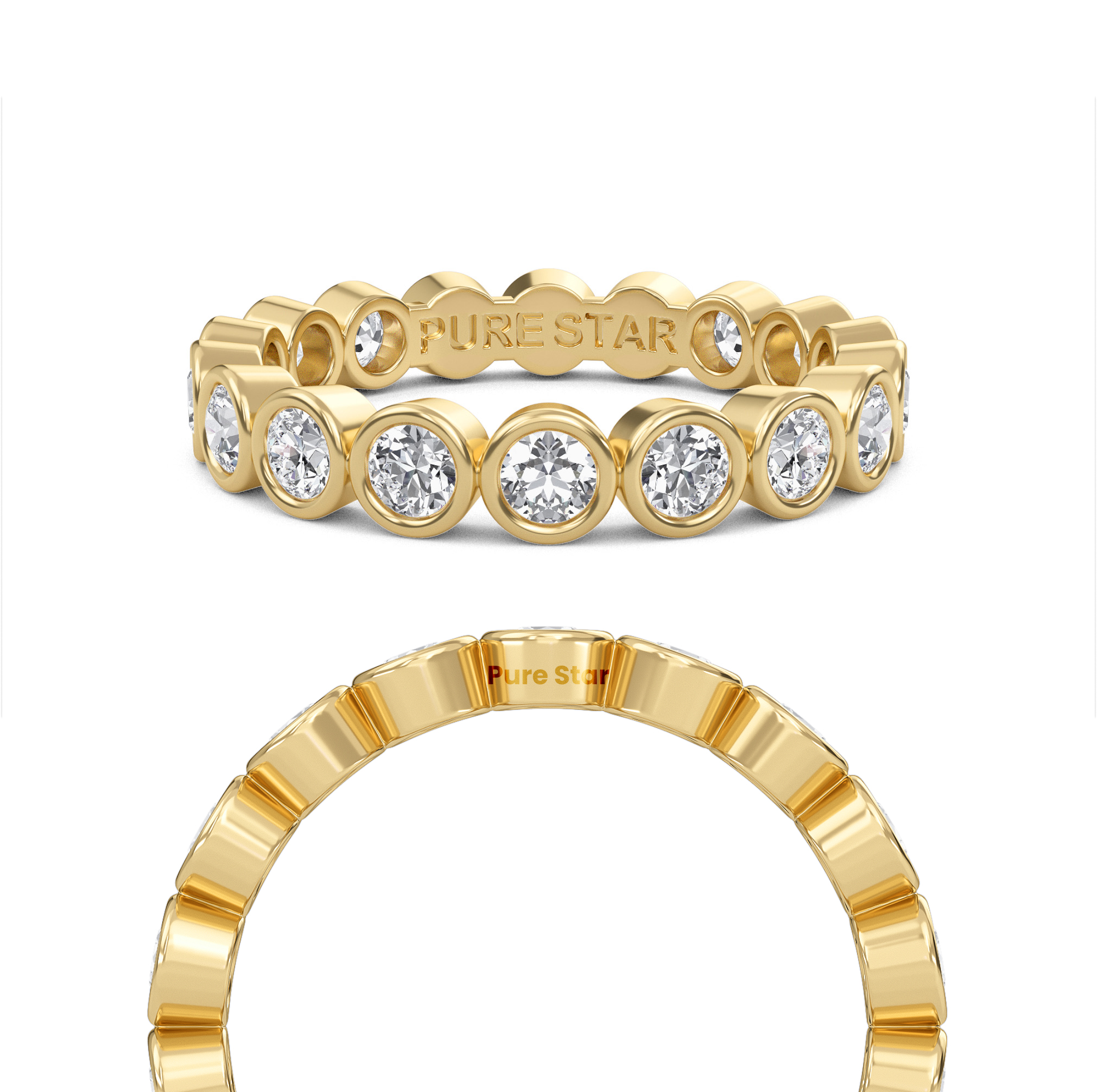 Azari Round Lab Grown Eternity Band 2.70mm 18K Yellow Gold-purestarjewelry