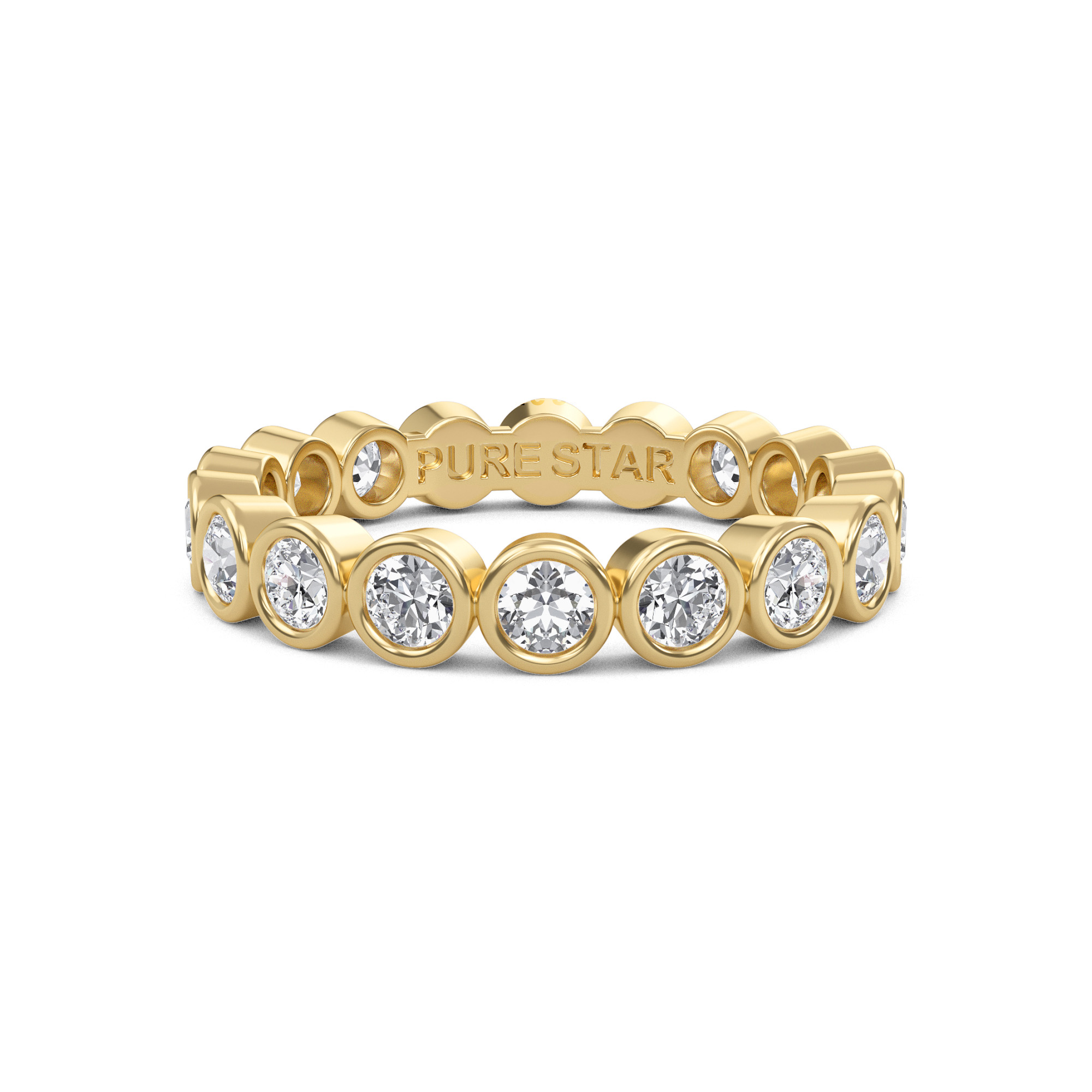 Azari Round Lab Grown Eternity Band 2.70mm 18K Yellow Gold-purestarjewelry