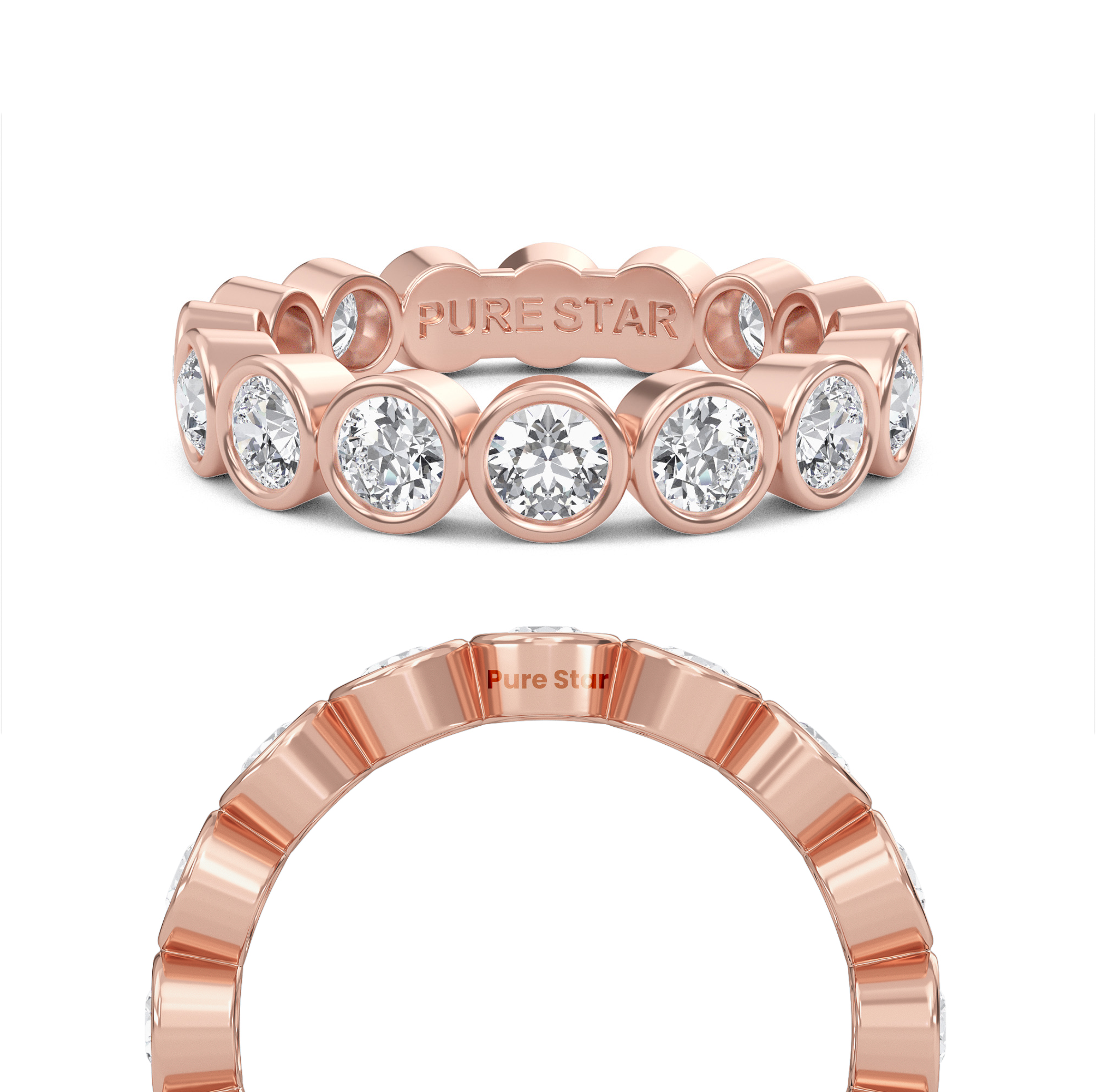 Azari Round Lab Grown Eternity Band 3.10mm 10k Rose Gold-purestarjewelry