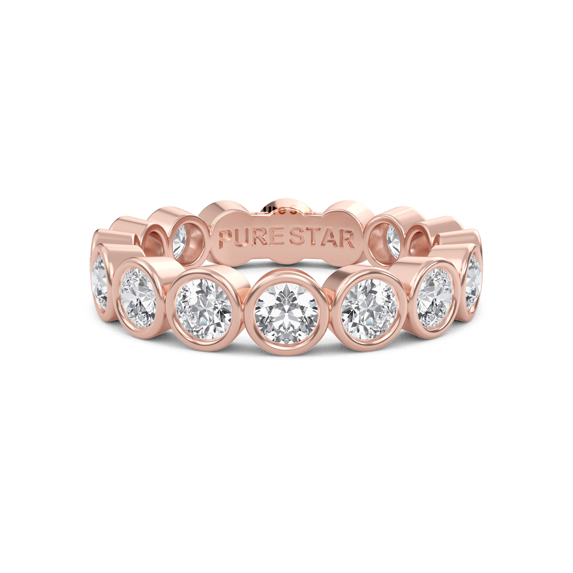 Azari Round Lab Grown Eternity Band 3.10mm 10k Rose Gold-purestarjewelry