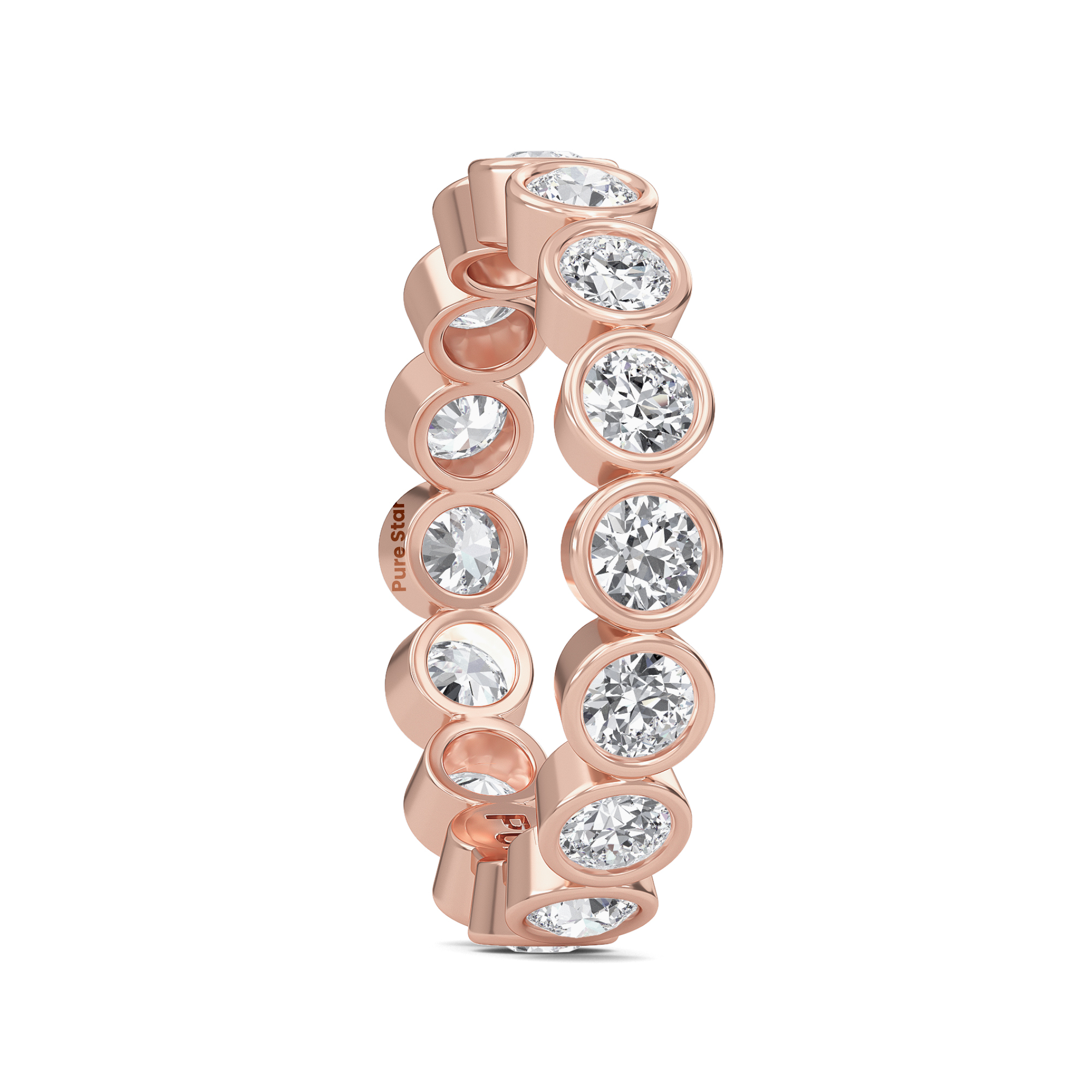 Azari Round Lab Grown Eternity Band 3.10mm 10k Rose Gold-purestarjewelry