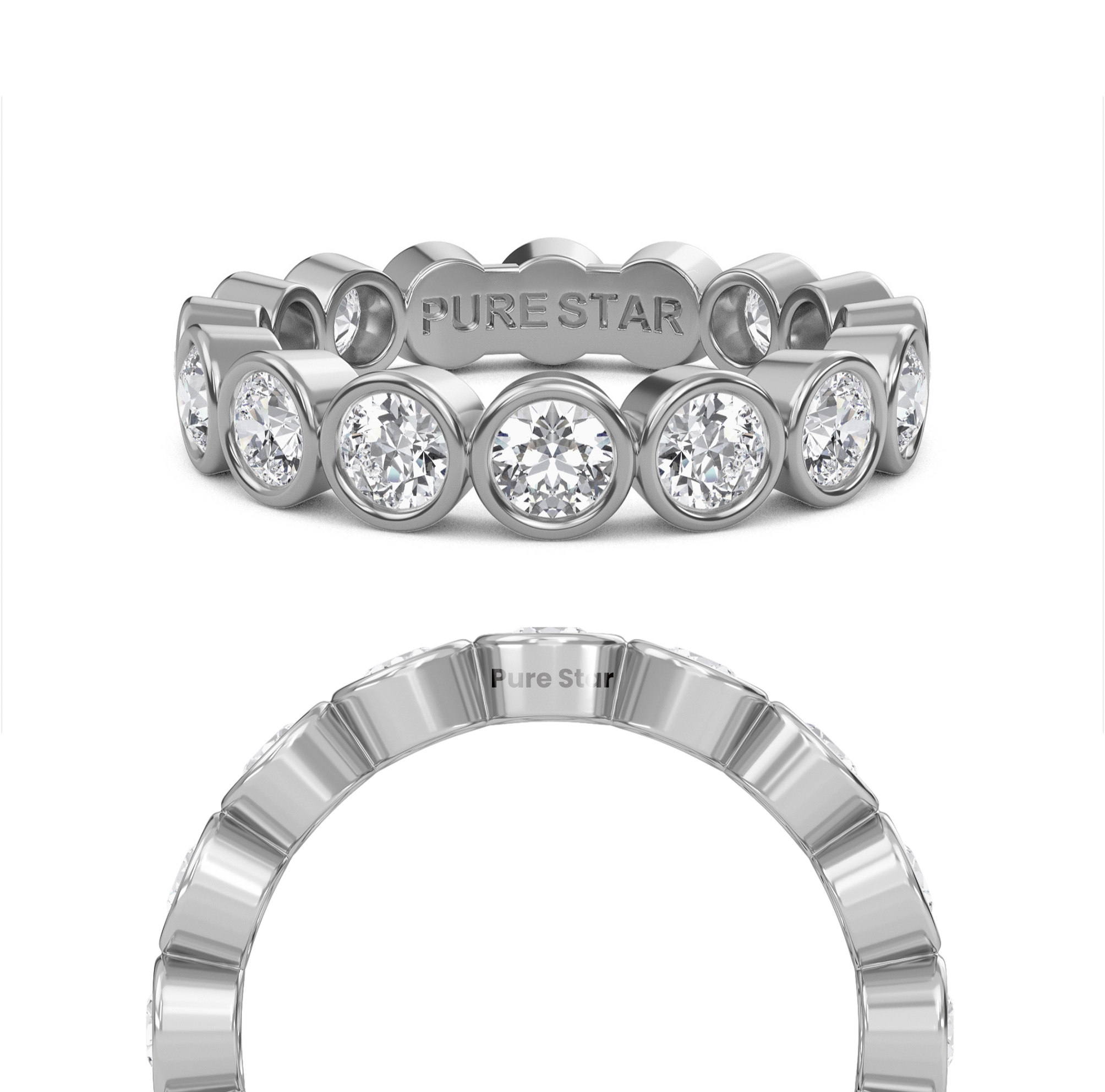 Azari Round Lab Grown Eternity Band 3.10mm 18K White Gold-purestarjewelry
