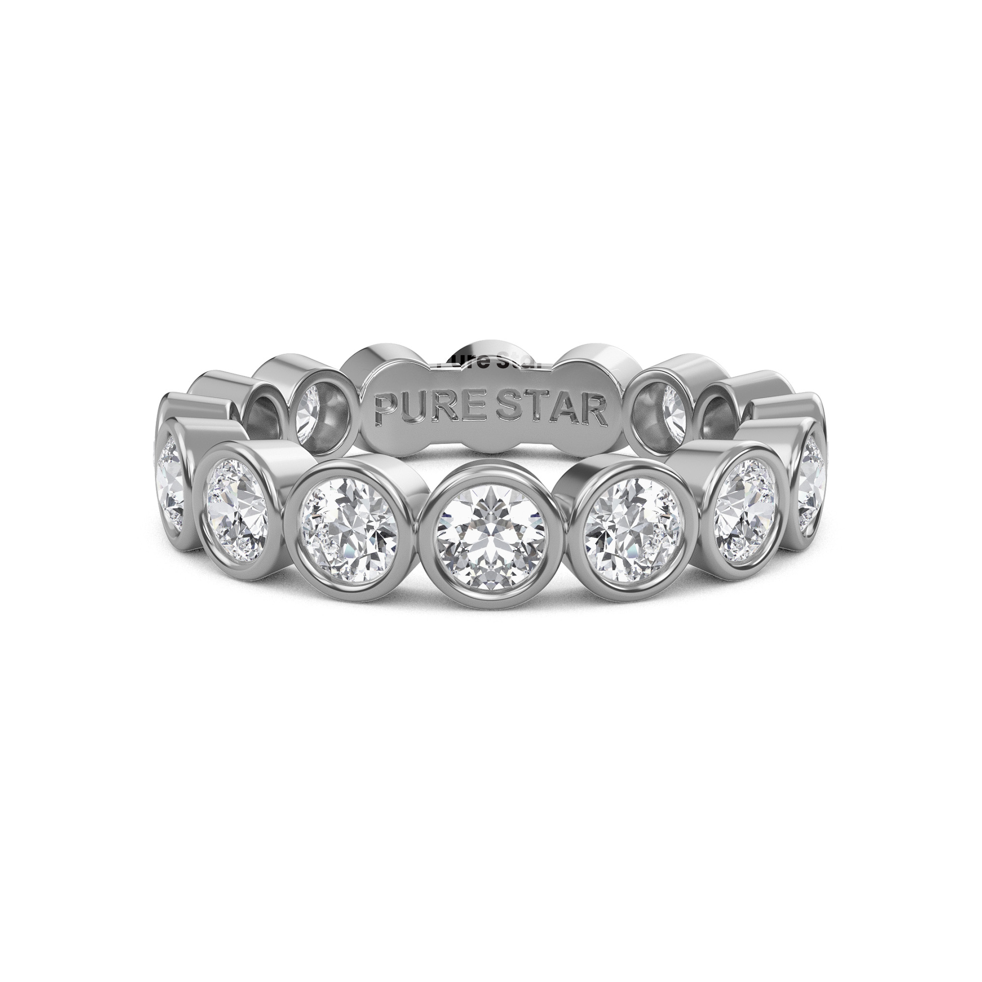 Azari Round Lab Grown Eternity Band 3.10mm 18K White Gold-purestarjewelry