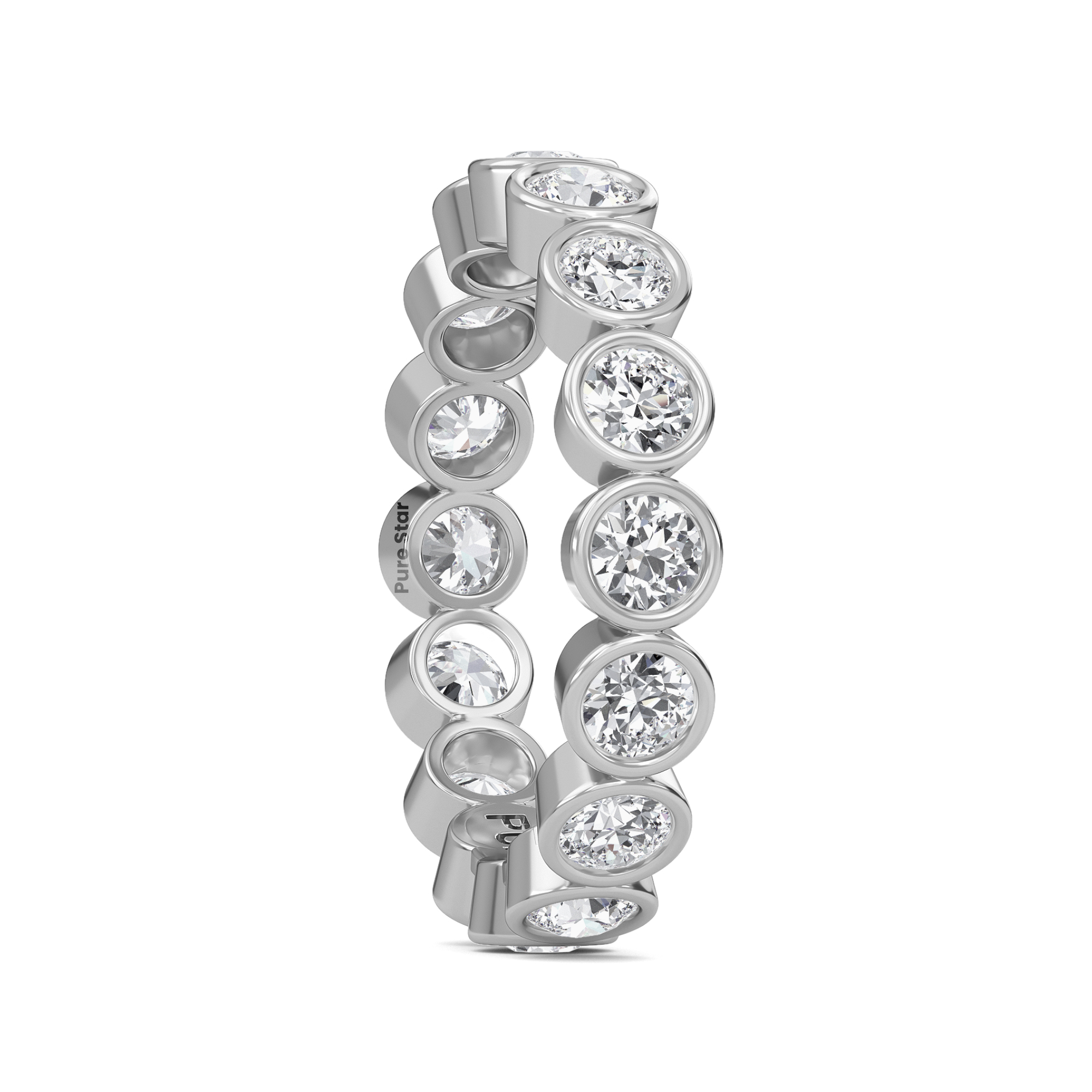 Azari Round Lab Grown Eternity Band 3.10mm 18K White Gold-purestarjewelry