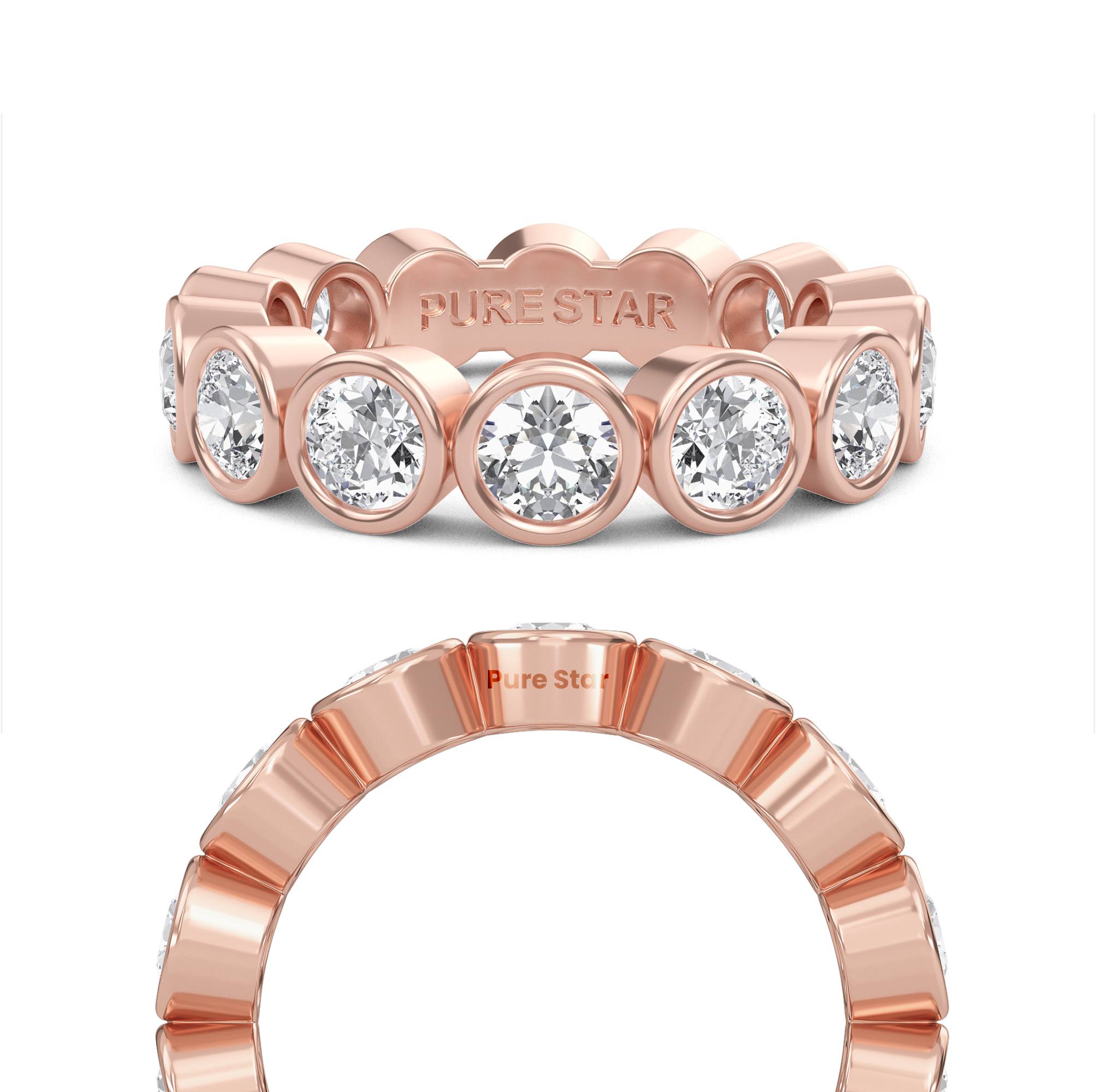 Azari Round Lab Grown Eternity Band 3.80mm 18K Rose Gold-purestarjewelry