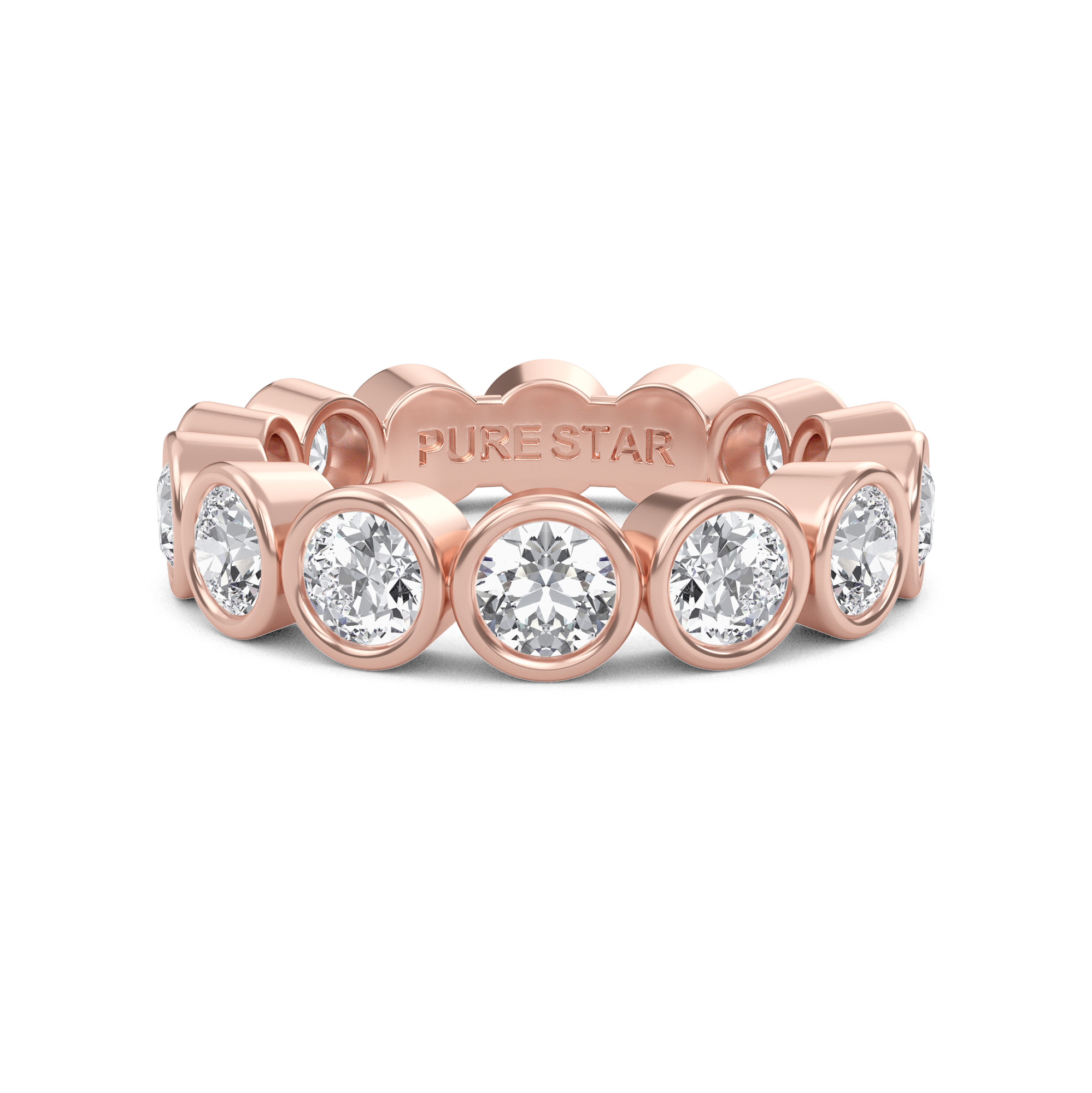 Azari Round Lab Grown Eternity Band 3.80mm 18K Rose Gold-purestarjewelry