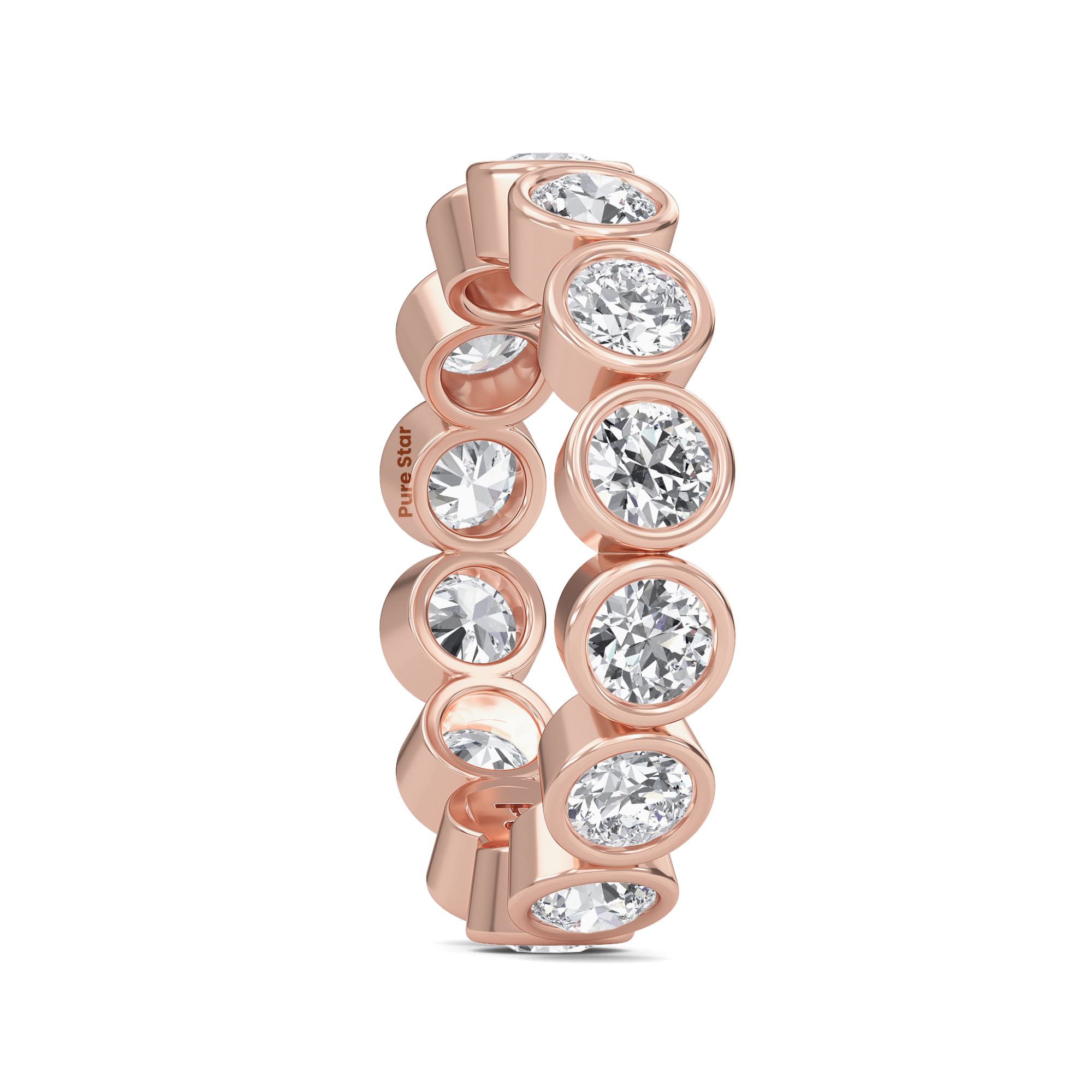 Azari Round Lab Grown Eternity Band 3.80mm 18K Rose Gold-purestarjewelry