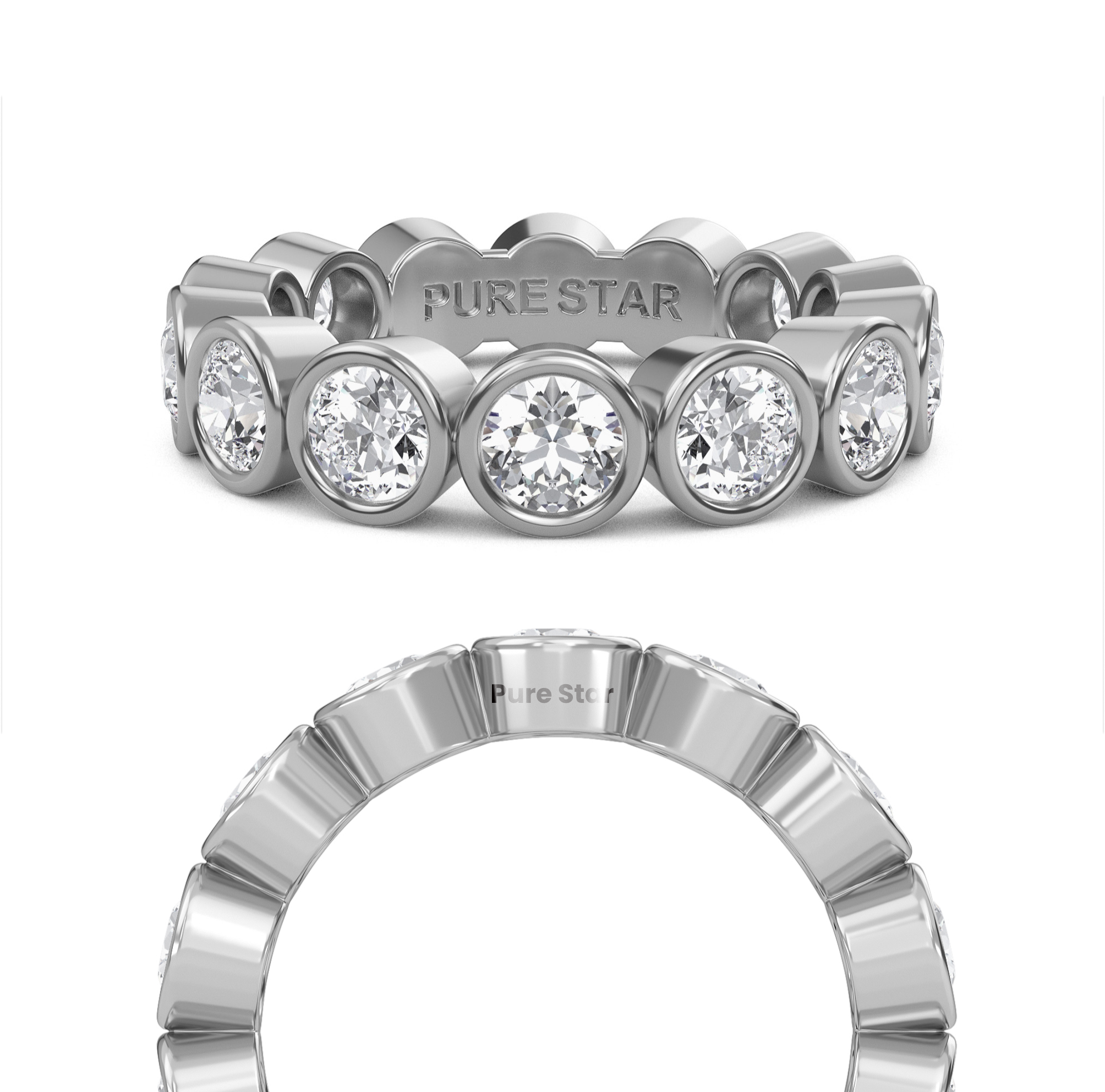 Azari Round Lab Grown Eternity Band 3.80mm 18K White Gold-purestarjewelry