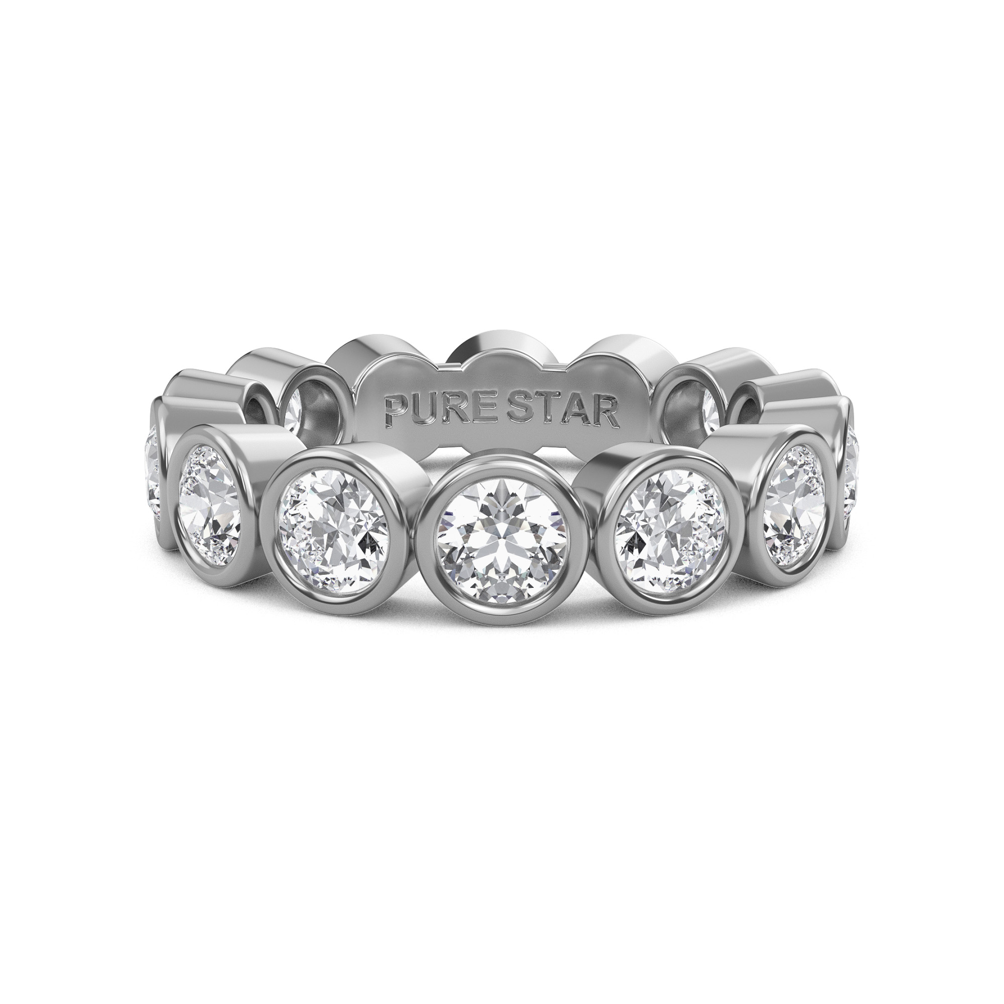 Azari Round Lab Grown Eternity Band 3.80mm 18K White Gold-purestarjewelry