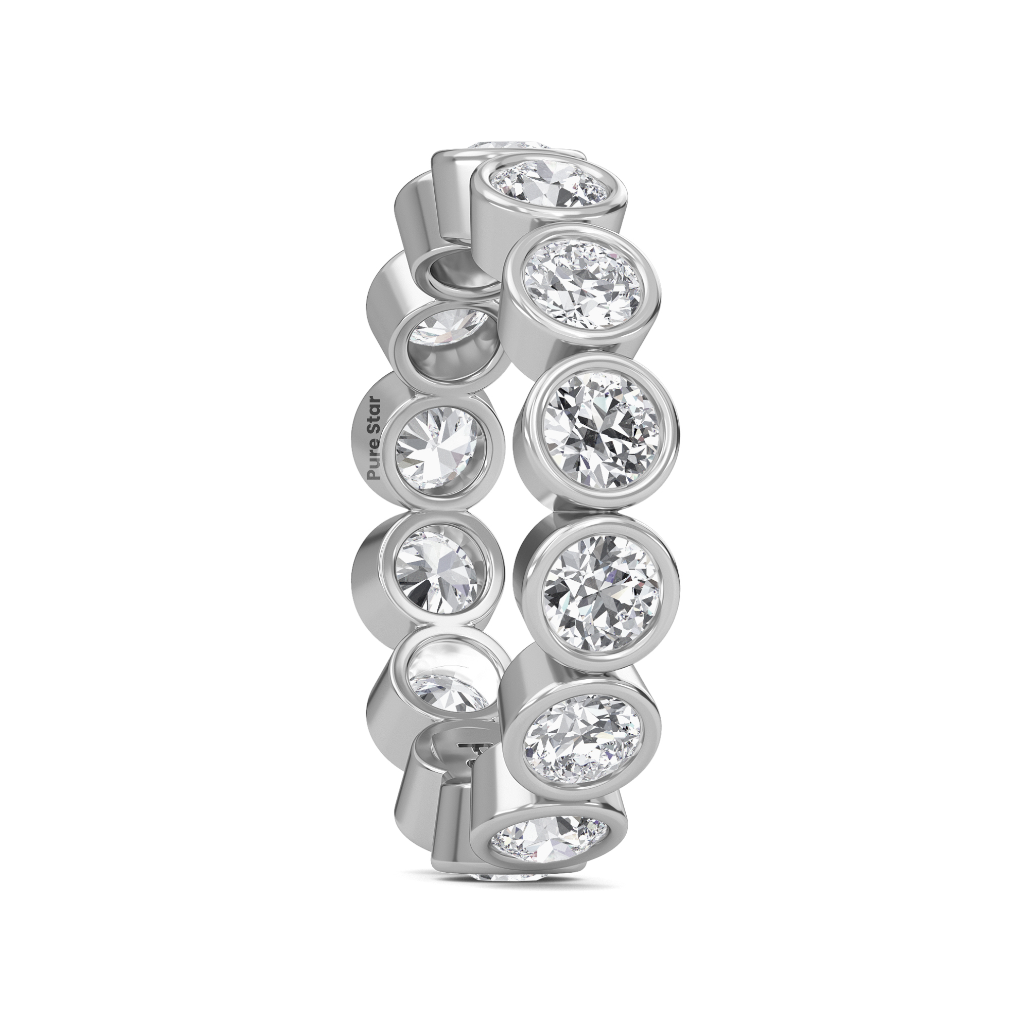 Azari Round Lab Grown Eternity Band 3.80mm 18K White Gold-purestarjewelry