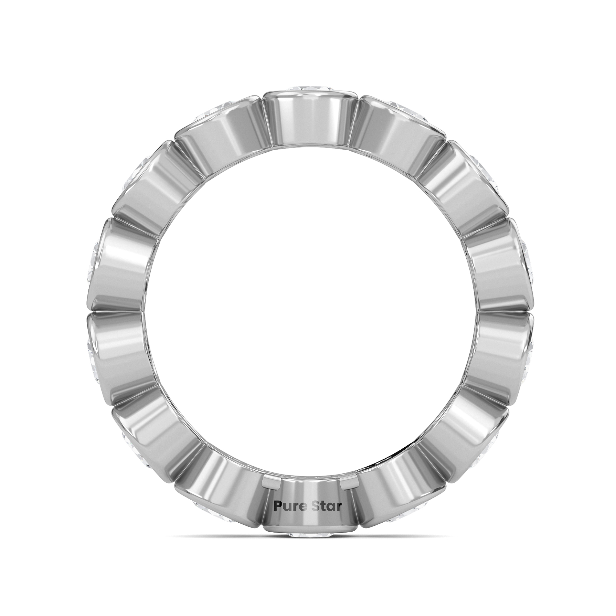 Azari Round Lab Grown Eternity Band 3.80mm 18K White Gold-purestarjewelry