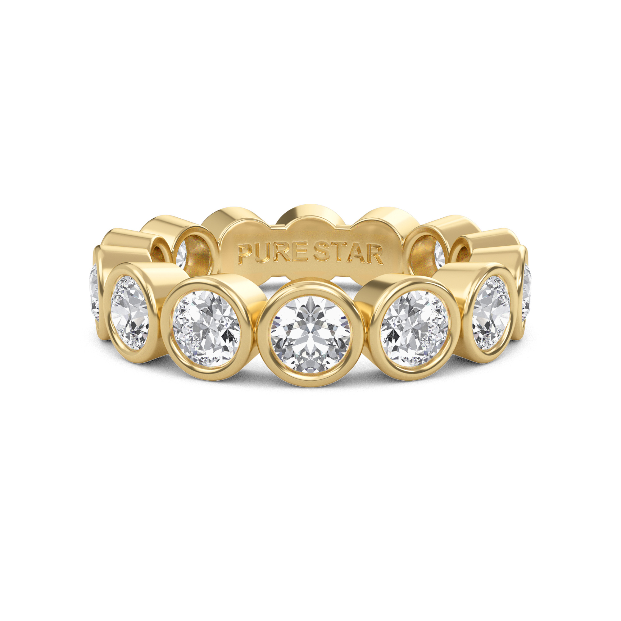 Azari Round Lab Grown Eternity Band 3.80mm 18K Yellow Gold-purestarjewelry