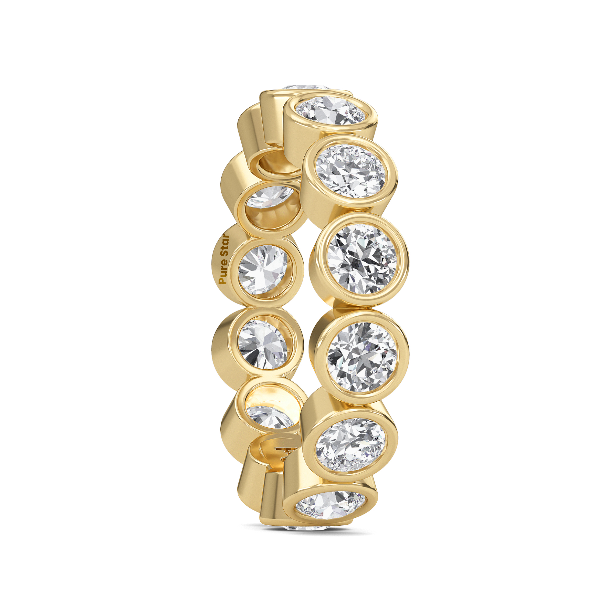 Azari Round Lab Grown Eternity Band 3.80mm 18K Yellow Gold-purestarjewelry